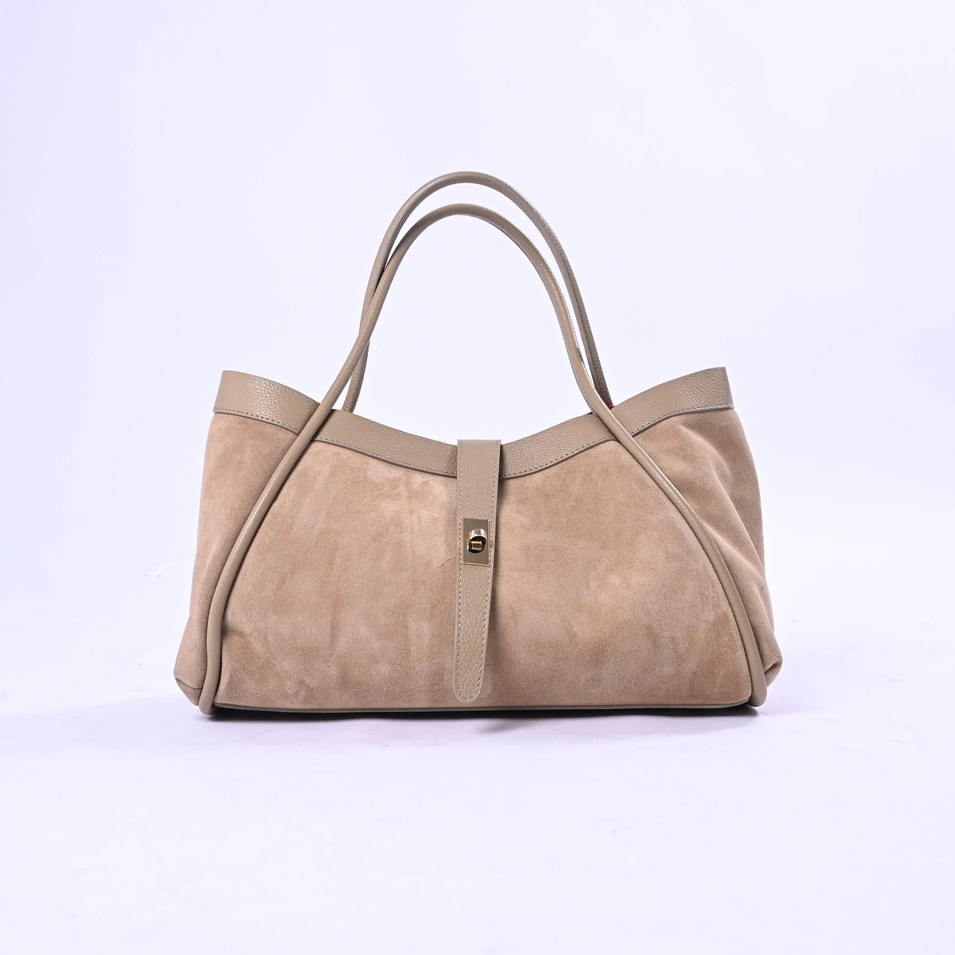 B LOVE - BORSA A SPALLA IN CAMOSCIO E PELLE DOLLARO ART.BRCMDR/B - BEIGE