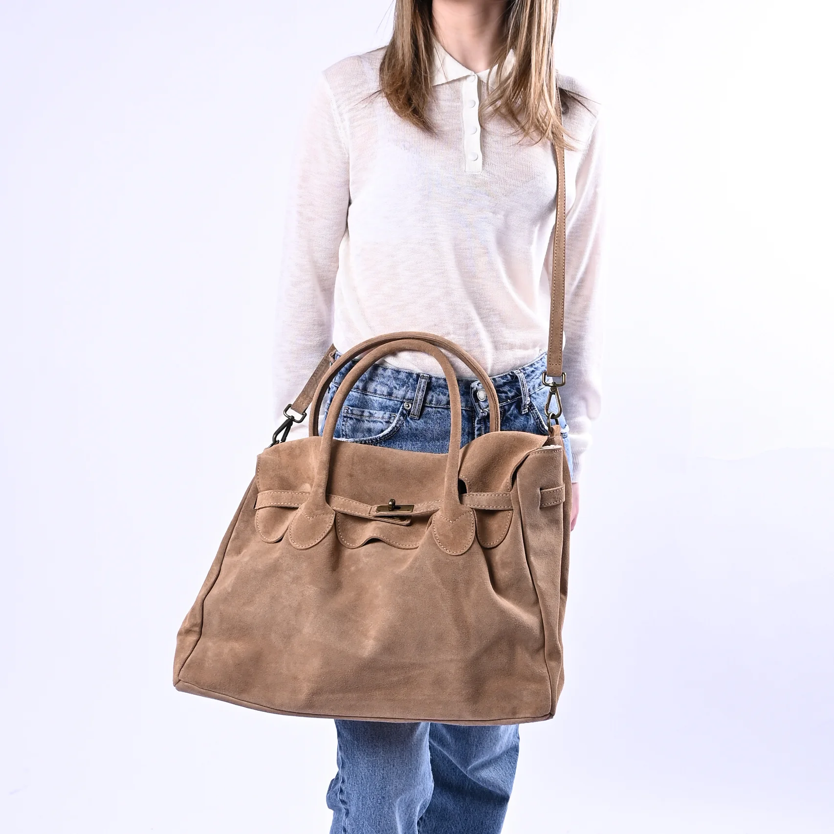 B LOVE - BORSA GRANDE MODELLO KELLY ART.16012 - CAMOSCIO DESERTO - Image 2