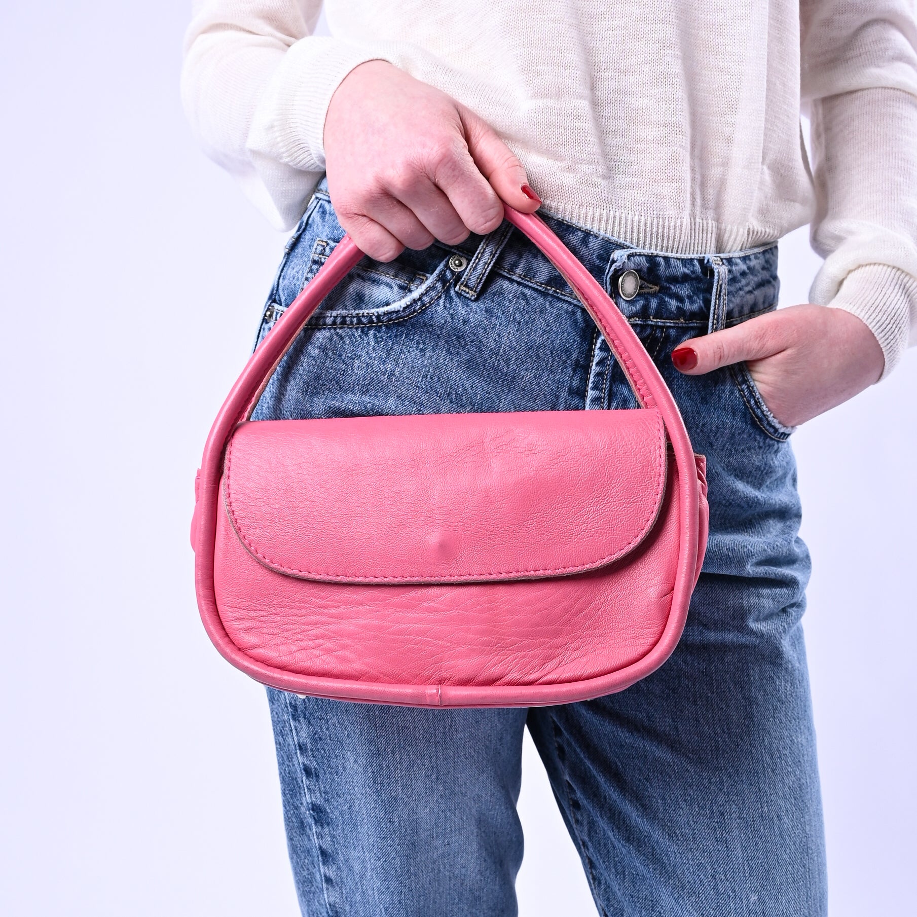 B LOVE - BORSA PICCOLA A MANO IN NAPPA ART.AR018S - FUXIA