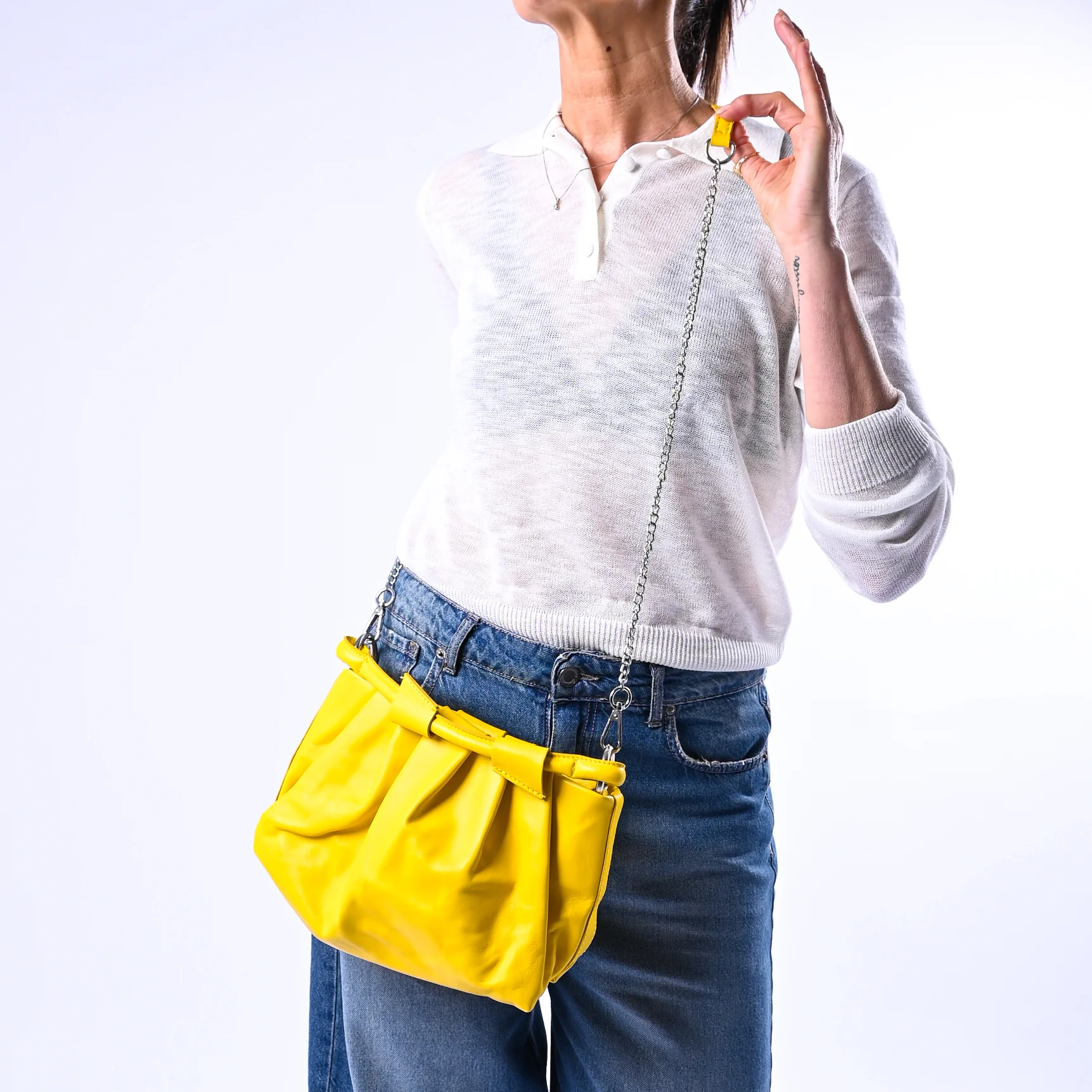 B LOVE - BORSETTA BAULETTO IN MORBIDA NAPPA ART.AR051 - GIALLO - Image 3
