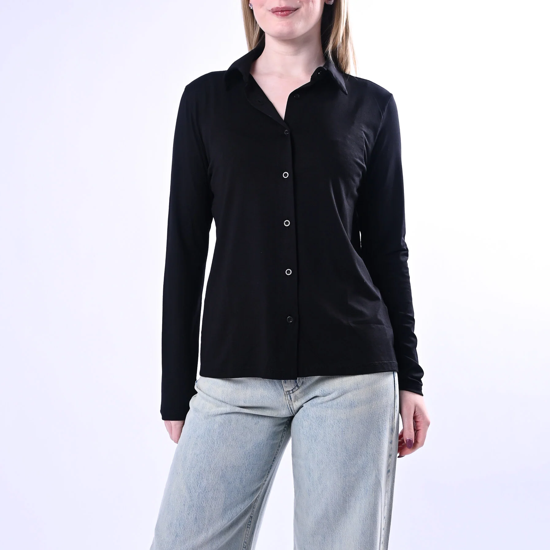 B LOVE - CAMICIA OLIVIA IN JERSEY ELASTICIZZATO ART.12065/N - NERO