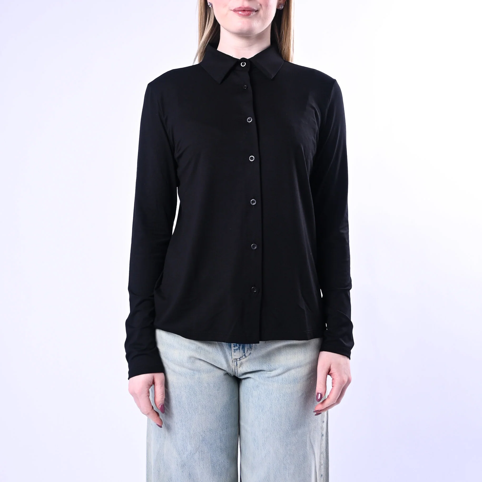 B LOVE - CAMICIA OLIVIA IN JERSEY ELASTICIZZATO ART.12065/N - NERO - Image 2