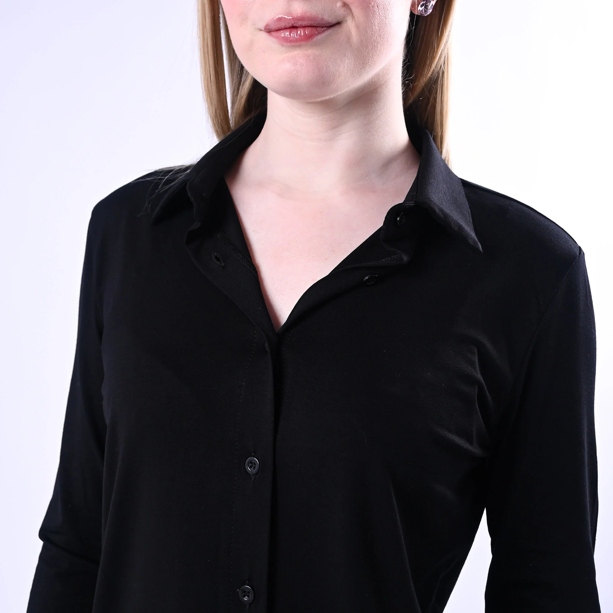 B LOVE - CAMICIA OLIVIA IN JERSEY ELASTICIZZATO ART.12065/N - NERO - Image 5