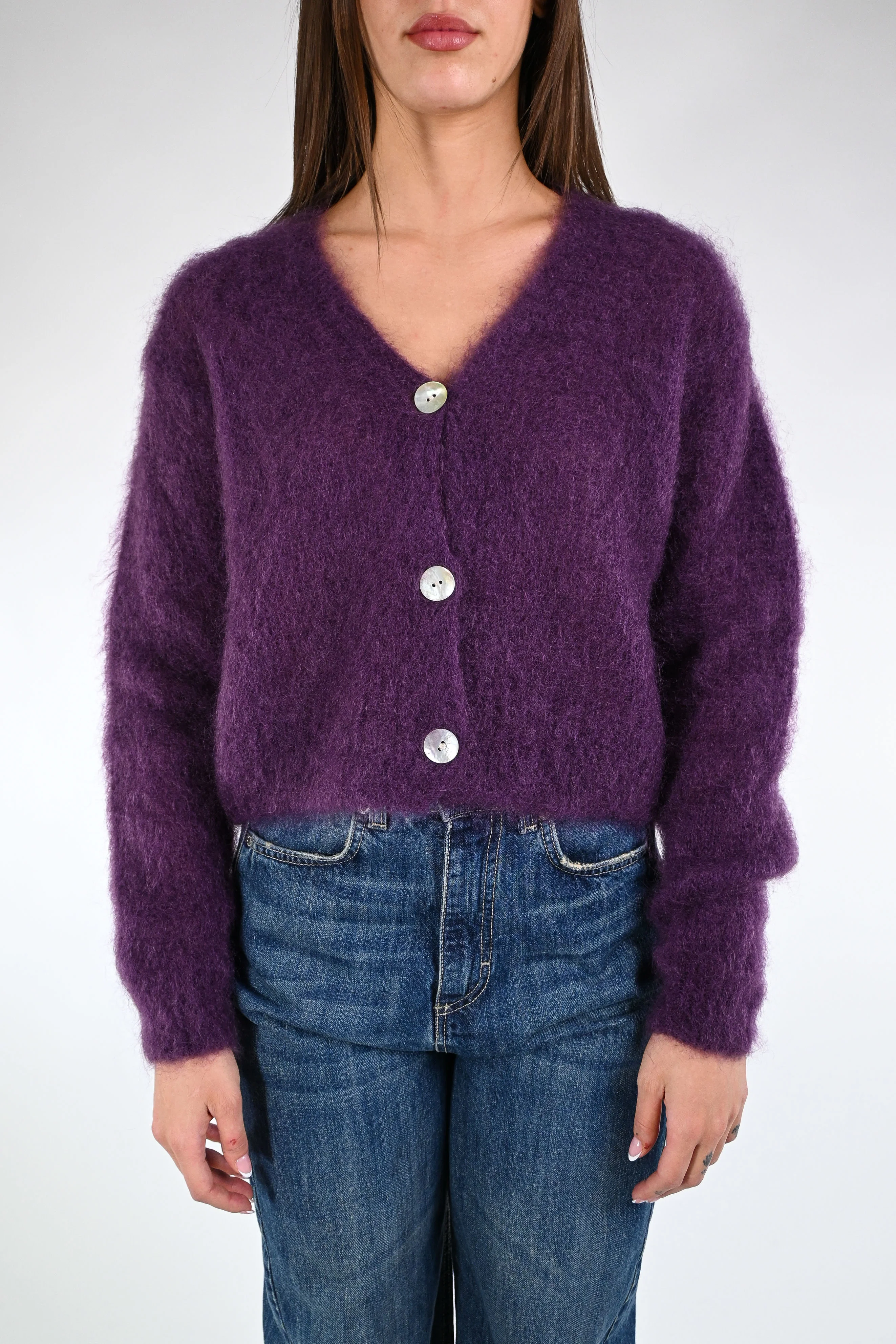 B LOVE - CARDIGAN CORTO KID MOHAIR ART.HH24259 - VIOLA - Image 2