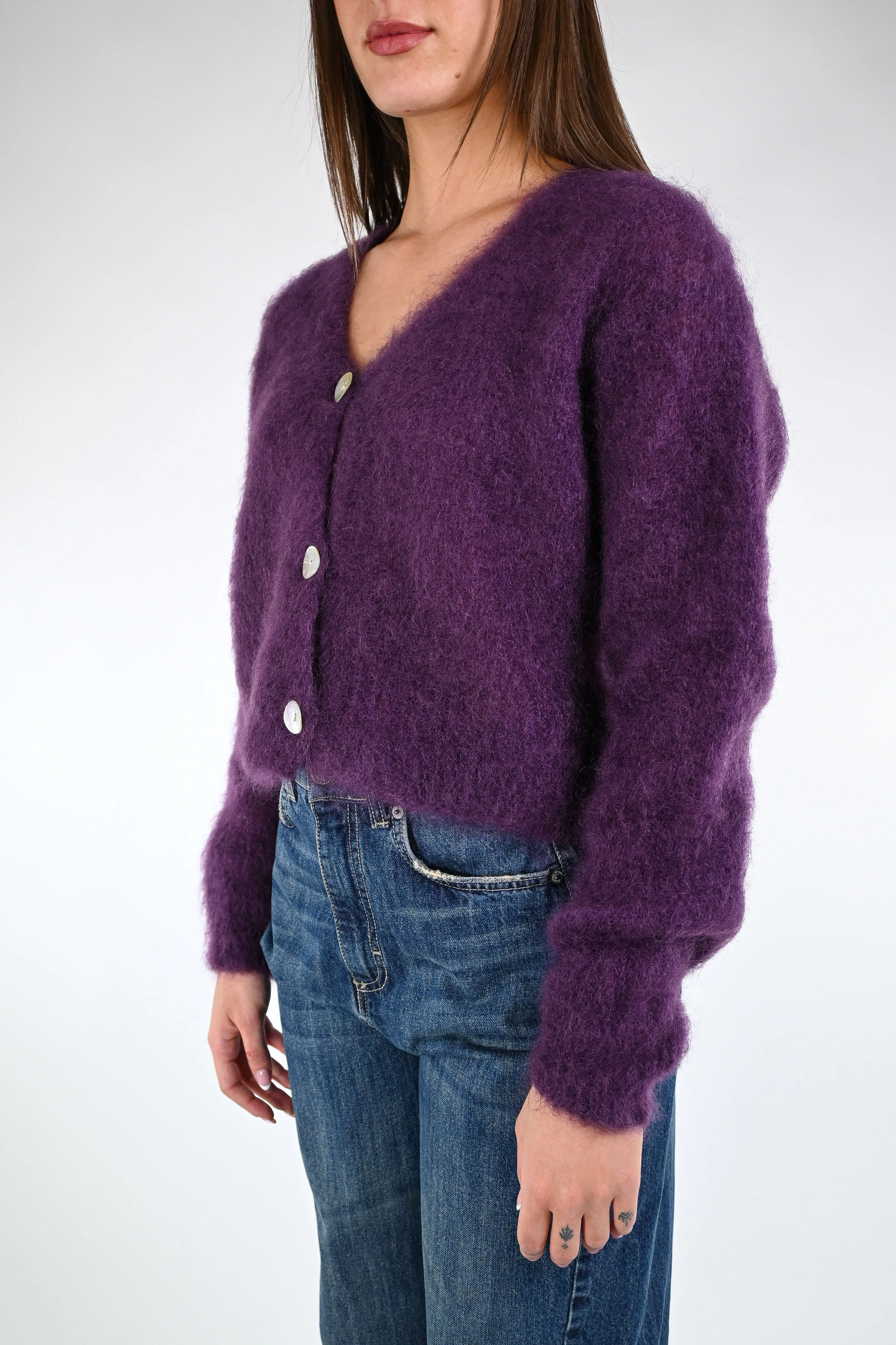 B LOVE - CARDIGAN CORTO KID MOHAIR ART.HH24259 - VIOLA - Image 3