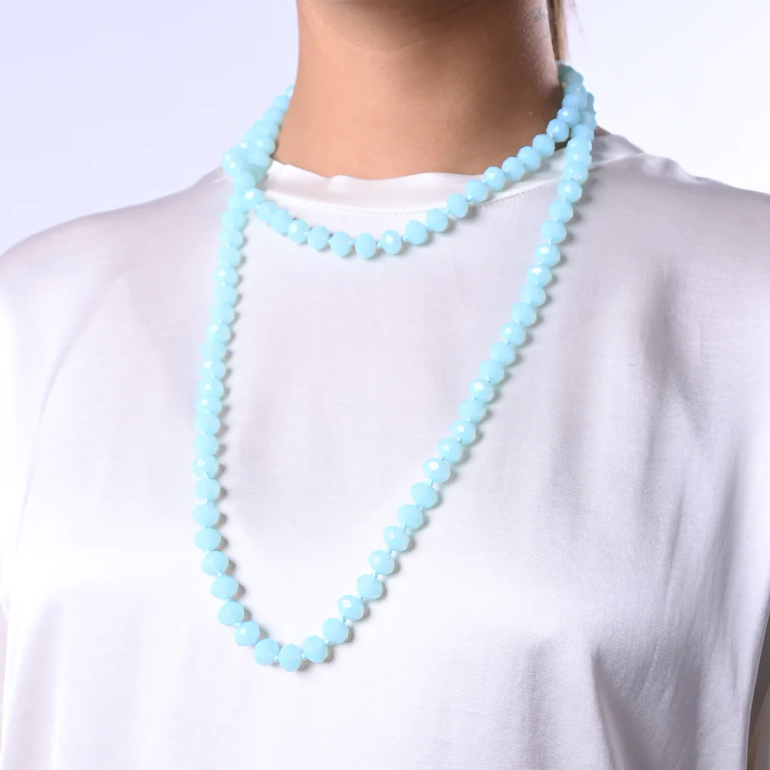 B LOVE - COLLANA LUNGA PERLE GRANDI IN VETRO ART.VECOGR - ACQUA