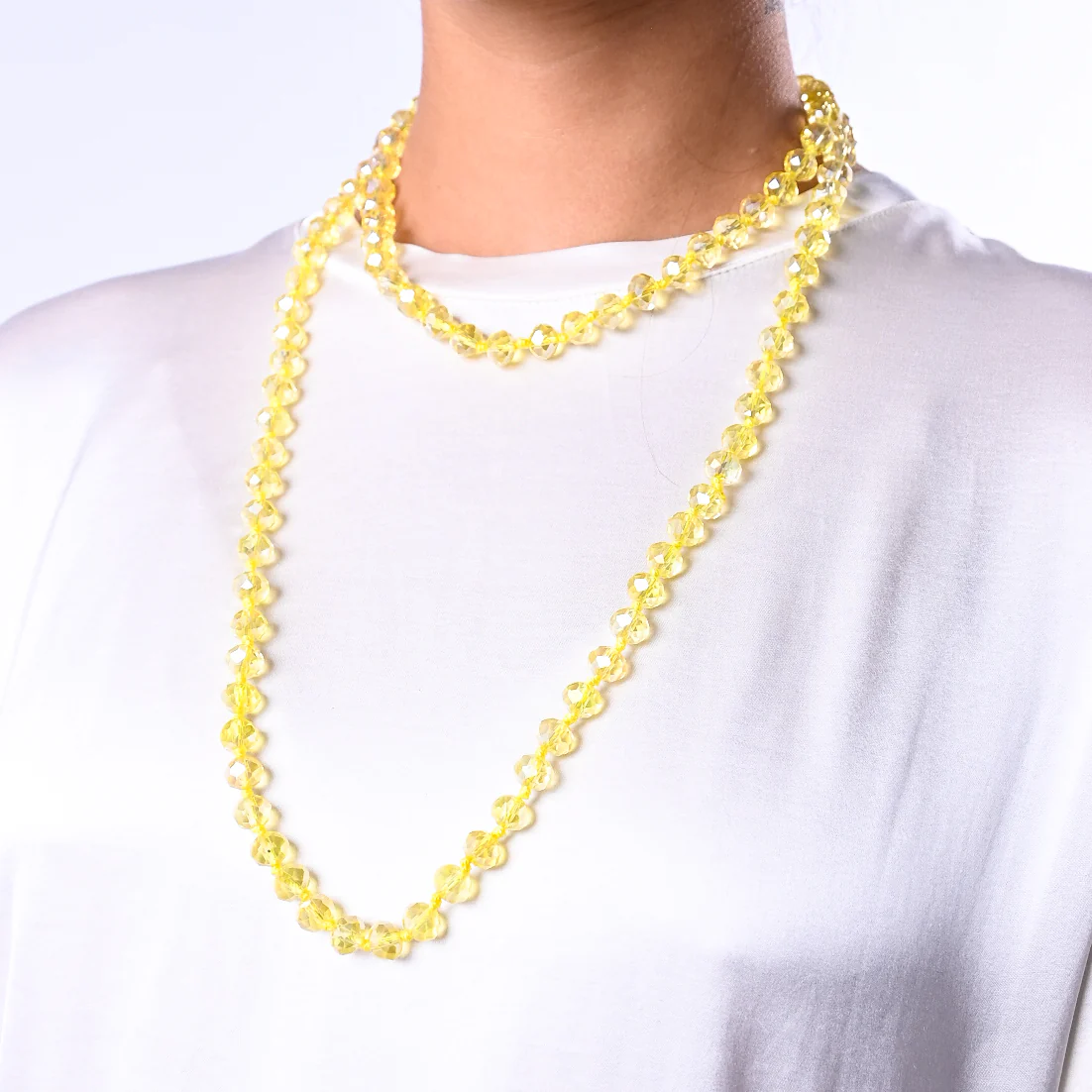 B LOVE - COLLANA LUNGA PERLE GRANDI IN VETRO ART.VECOGR - GIALLO
