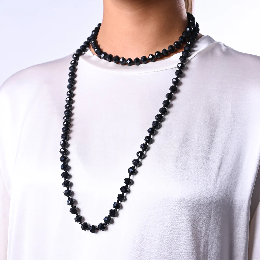 B LOVE - COLLANA LUNGA PERLE GRANDI IN VETRO ART.VECOGR - NERO