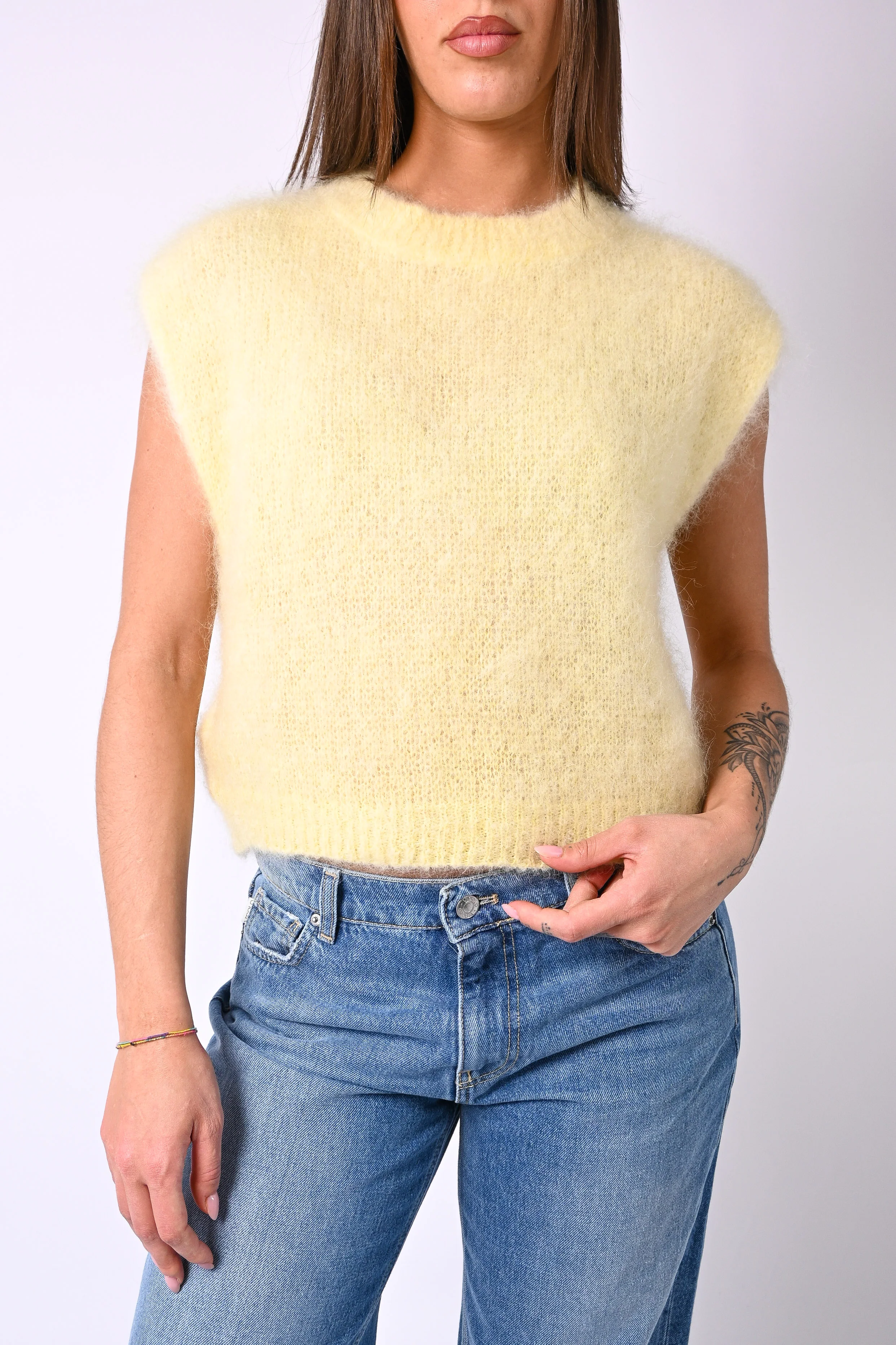 B LOVE - GILET MODELLO CHANEL IN KID MOHAIR ART.28023 - GIALLO