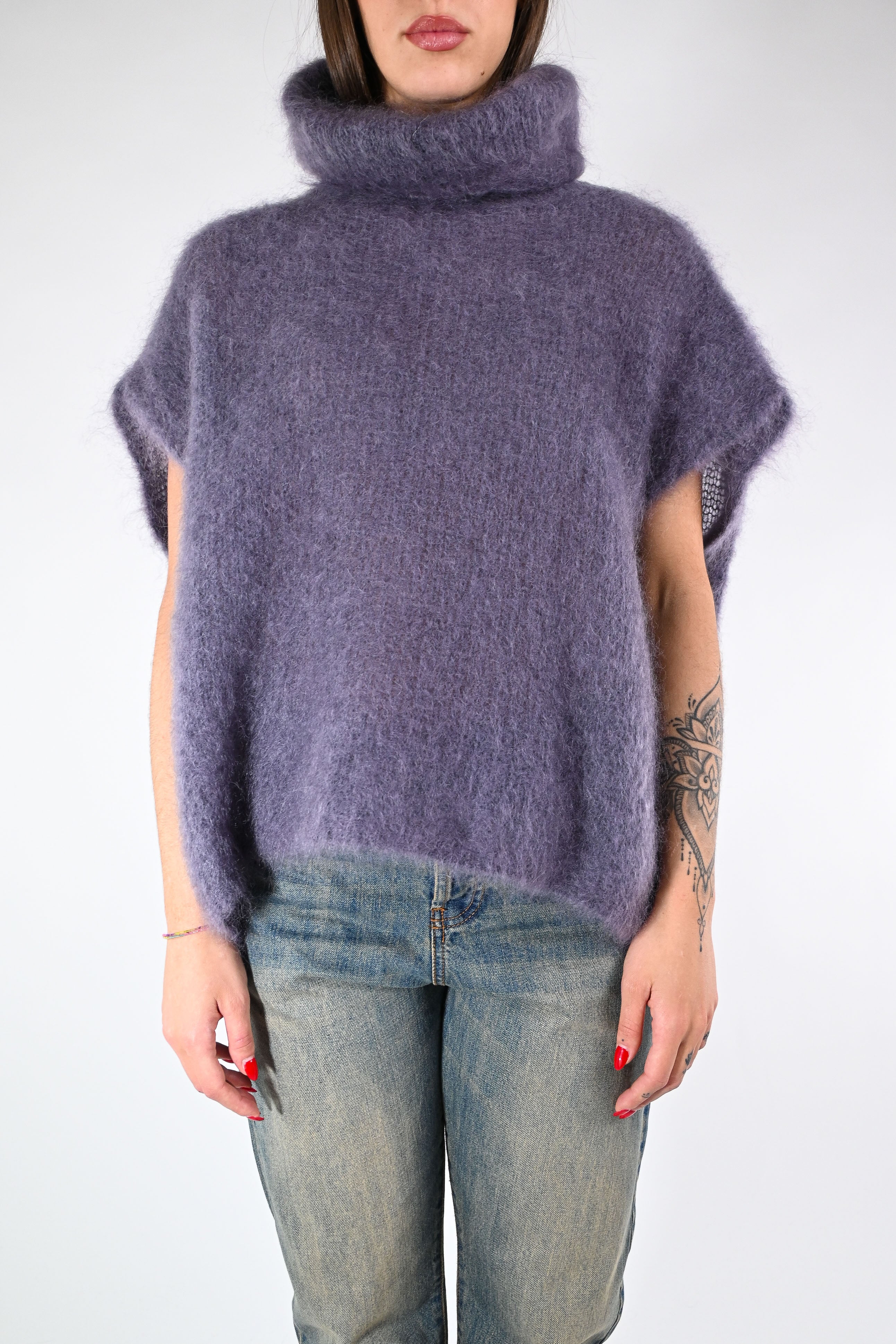 B LOVE - GILET OVER CIAMBELLA IN KID MOHAIR ART.28001 - PIOMBO - Image 2