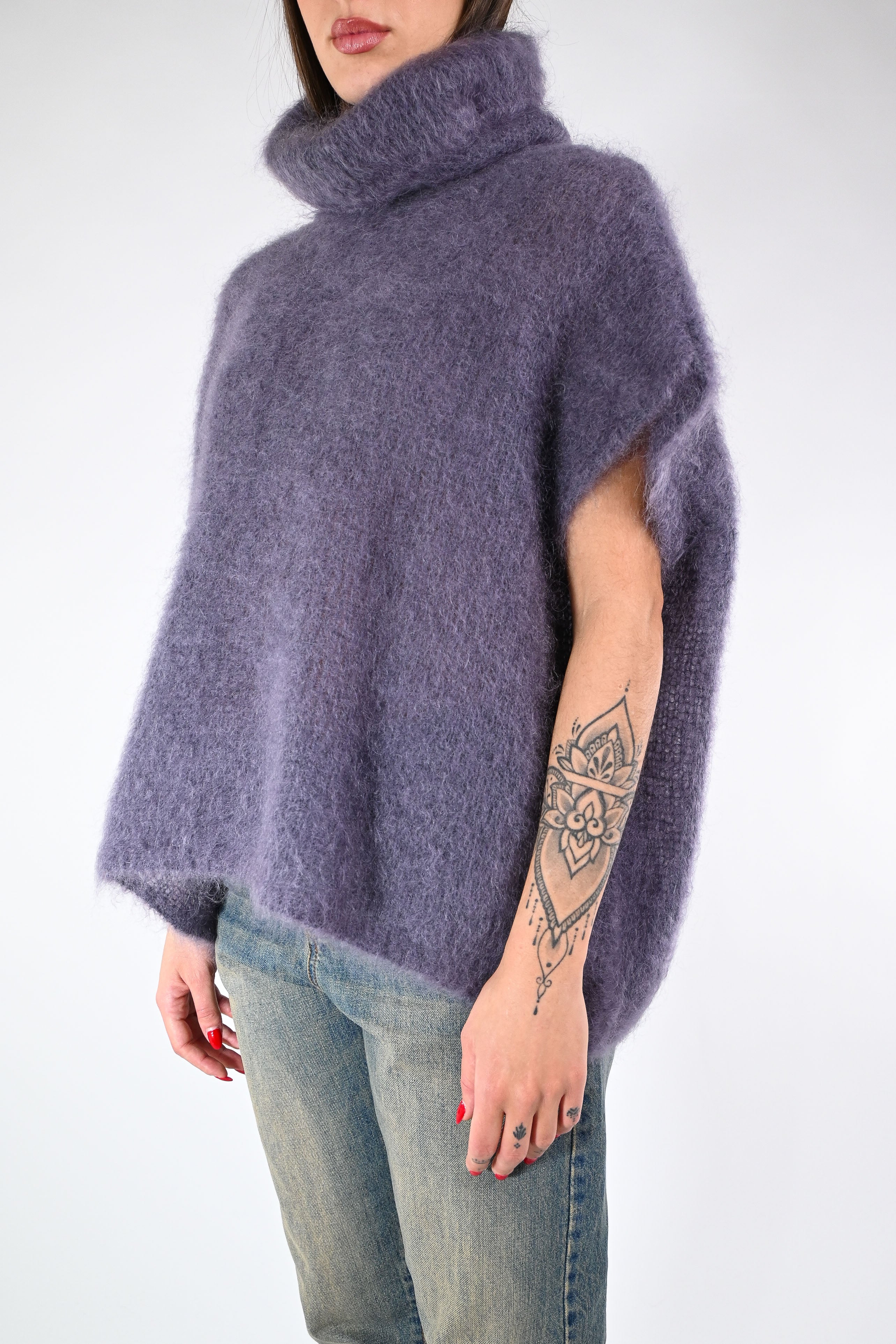 B LOVE - GILET OVER CIAMBELLA IN KID MOHAIR ART.28001 - PIOMBO - Image 3