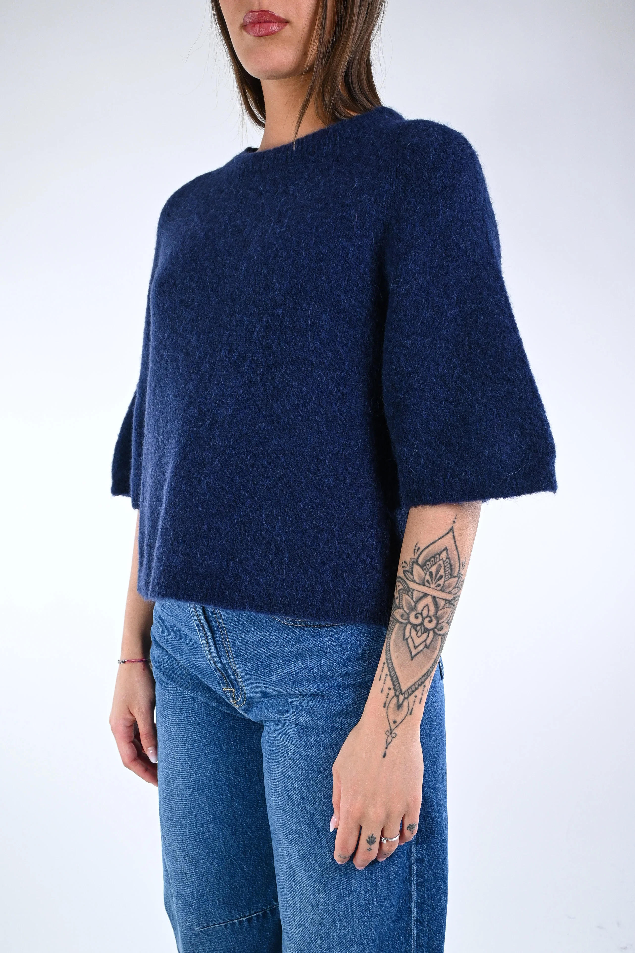 B LOVE - MAGLIA ALPACA OVER ART.COCCOLA/1038 - BLU - Image 3