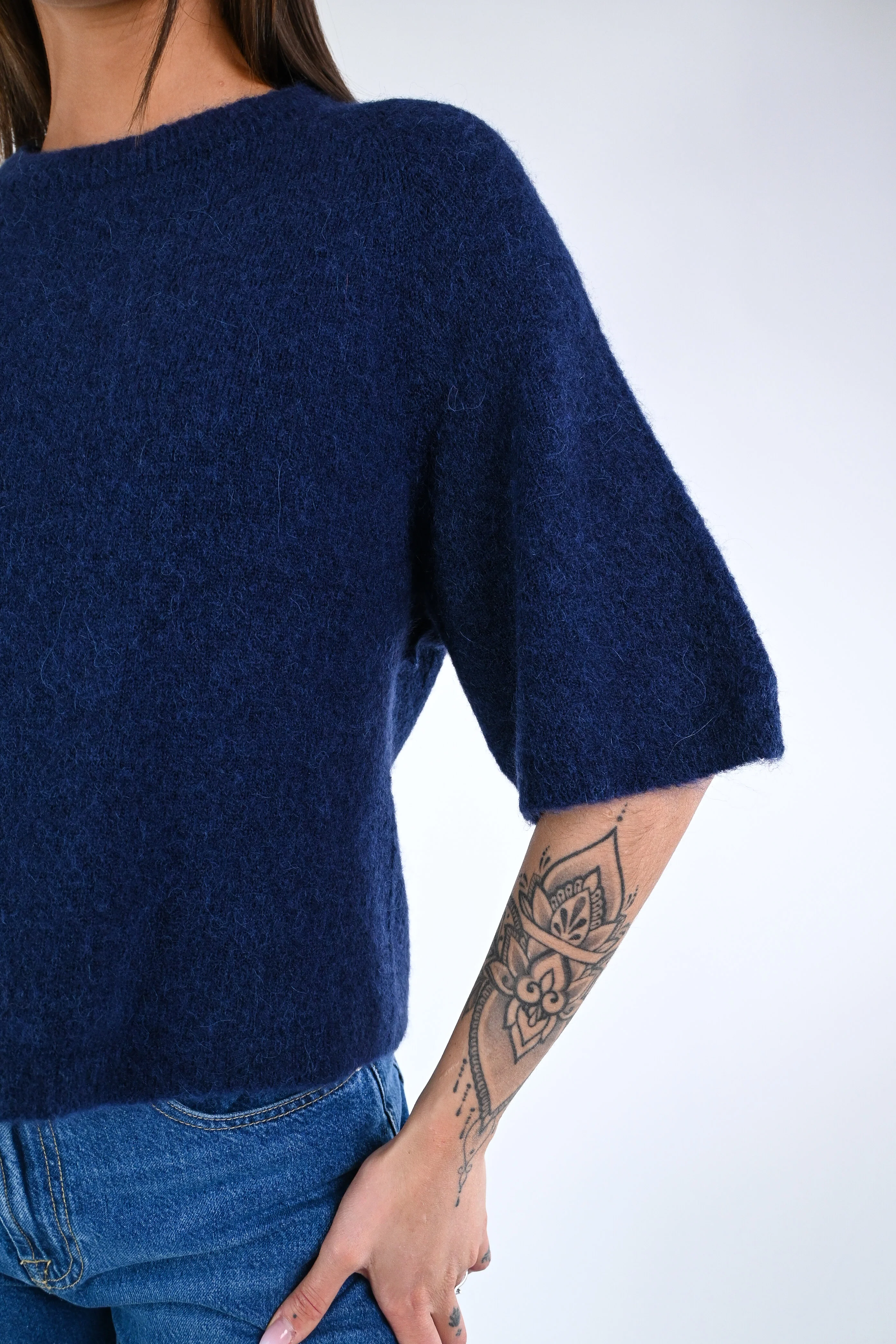 B LOVE - MAGLIA ALPACA OVER ART.COCCOLA/1038 - BLU - Image 5