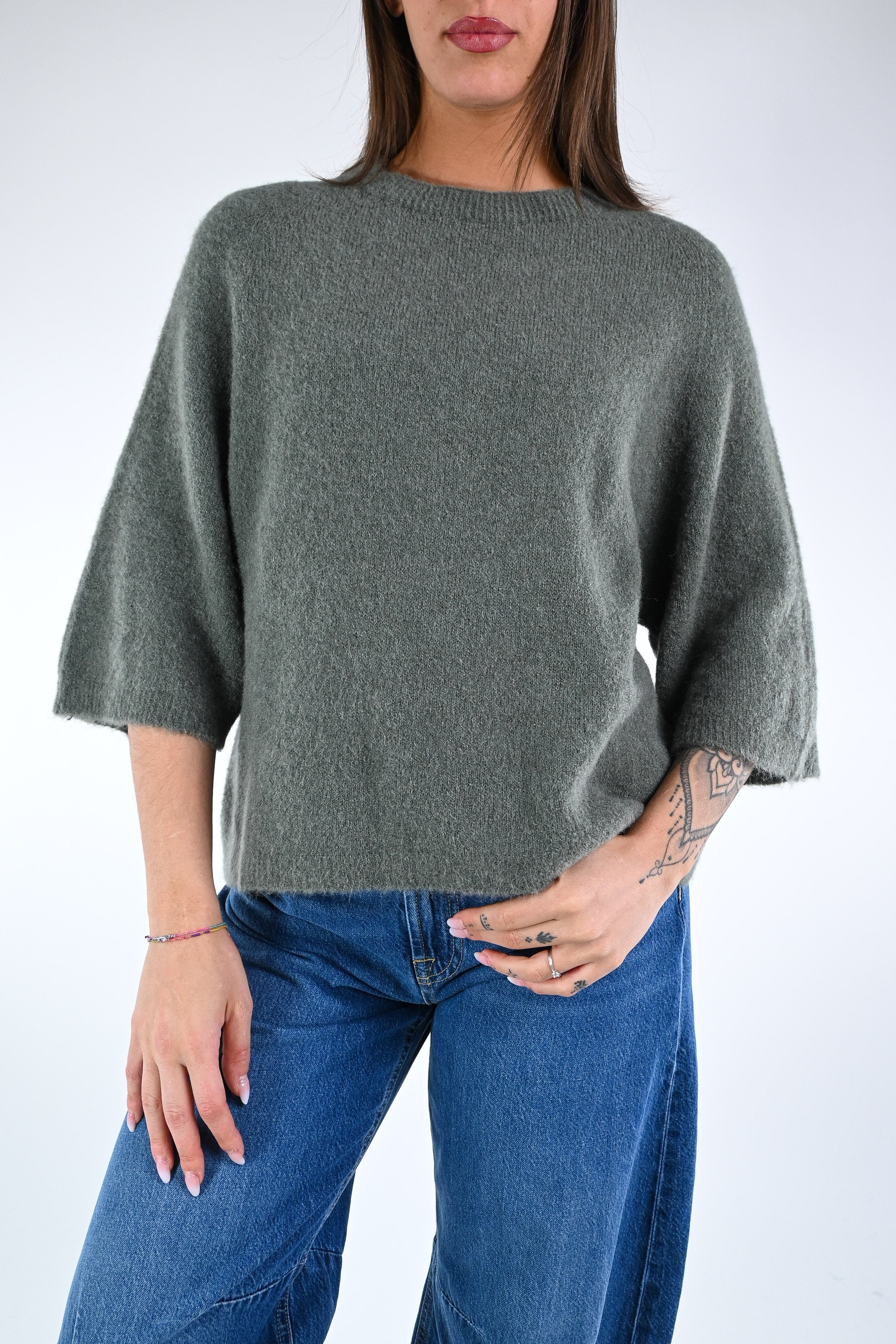 B LOVE - MAGLIA ALPACA OVER ART.COCCOLA/1038 - MILITARE