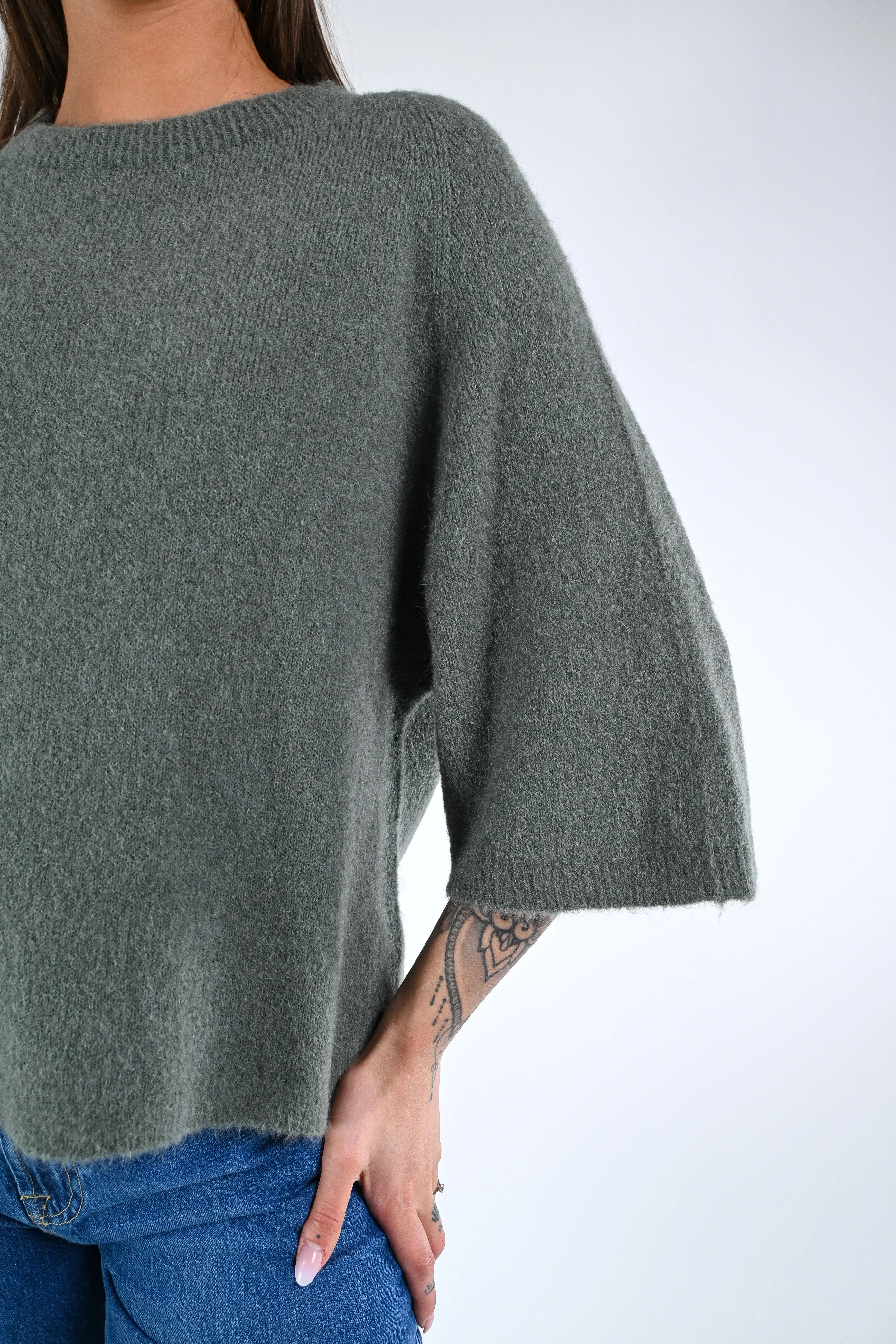 B LOVE - MAGLIA ALPACA OVER ART.COCCOLA/1038 - MILITARE - Image 5