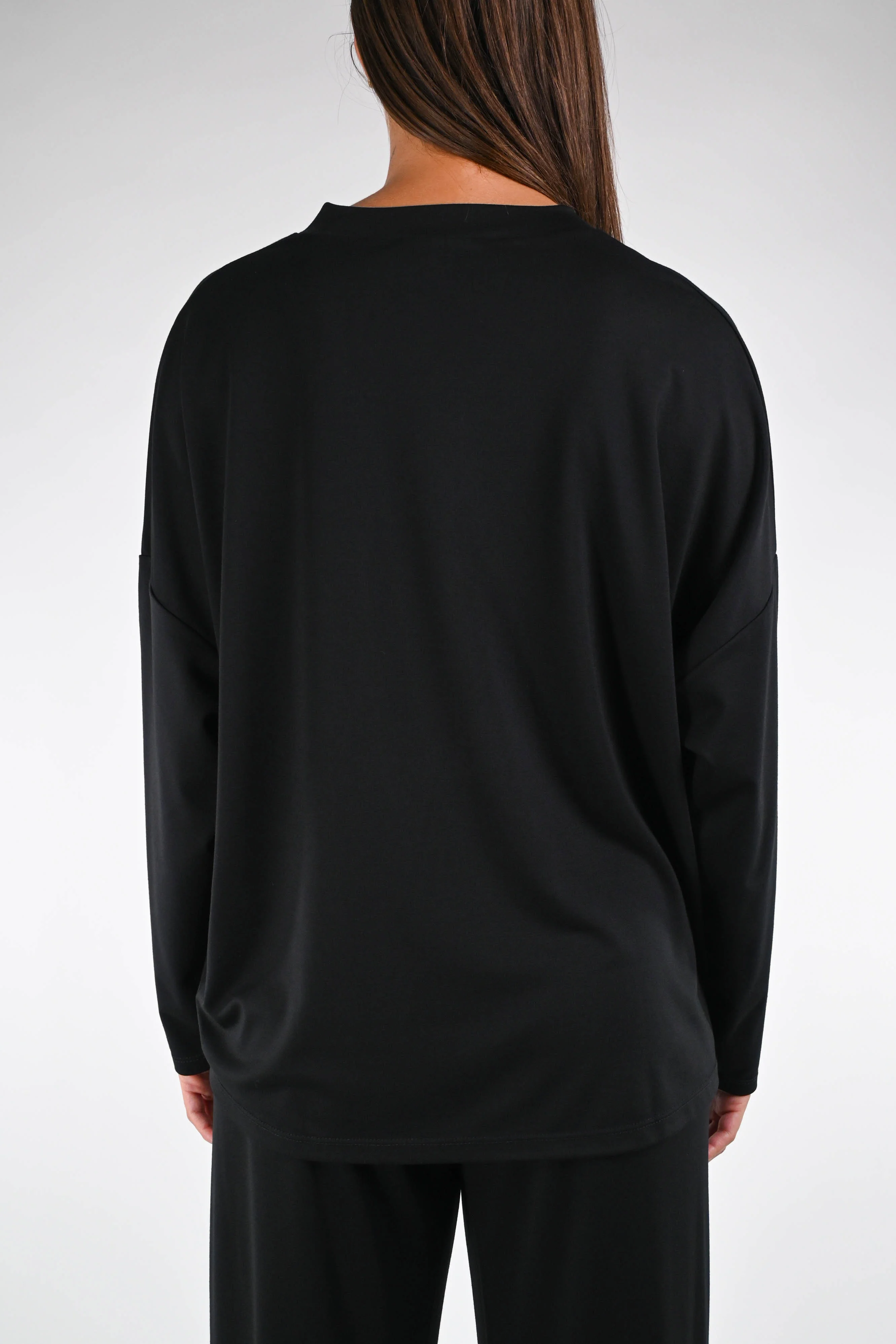 B LOVE - MAGLIA OVER PUNTO MILANO SCOLLO V ART.11515 - NERO - Image 4