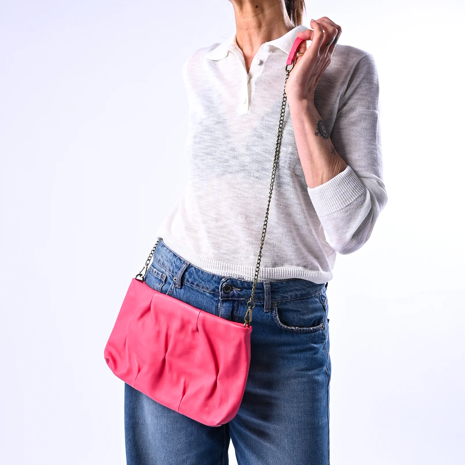 B LOVE - POCHETTE A TRACOLLA CON PINCE IN NAPPA ART.AR047 - GERANIO - Image 3