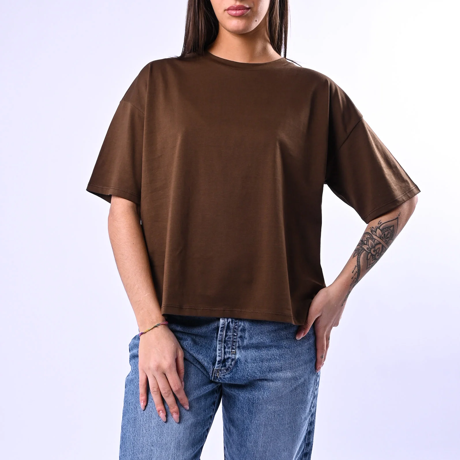 B LOVE - T-SHIRT A SCATOLA MANICA CORTA ART.12016 - CIOCCOLATO