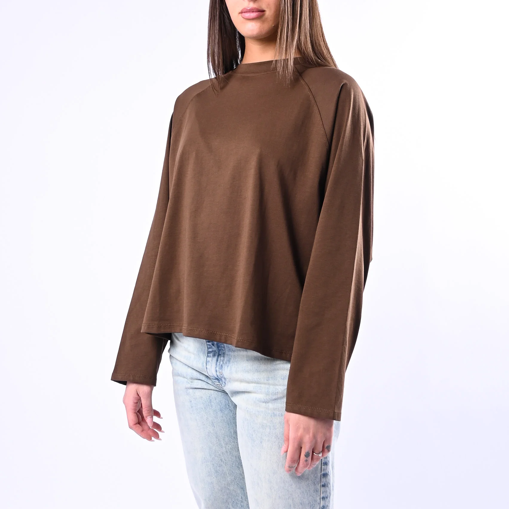 B LOVE - T-SHIRT A SCATOLA MANICA LUNGA ART.11751 - CIOCCOLATO - Image 3