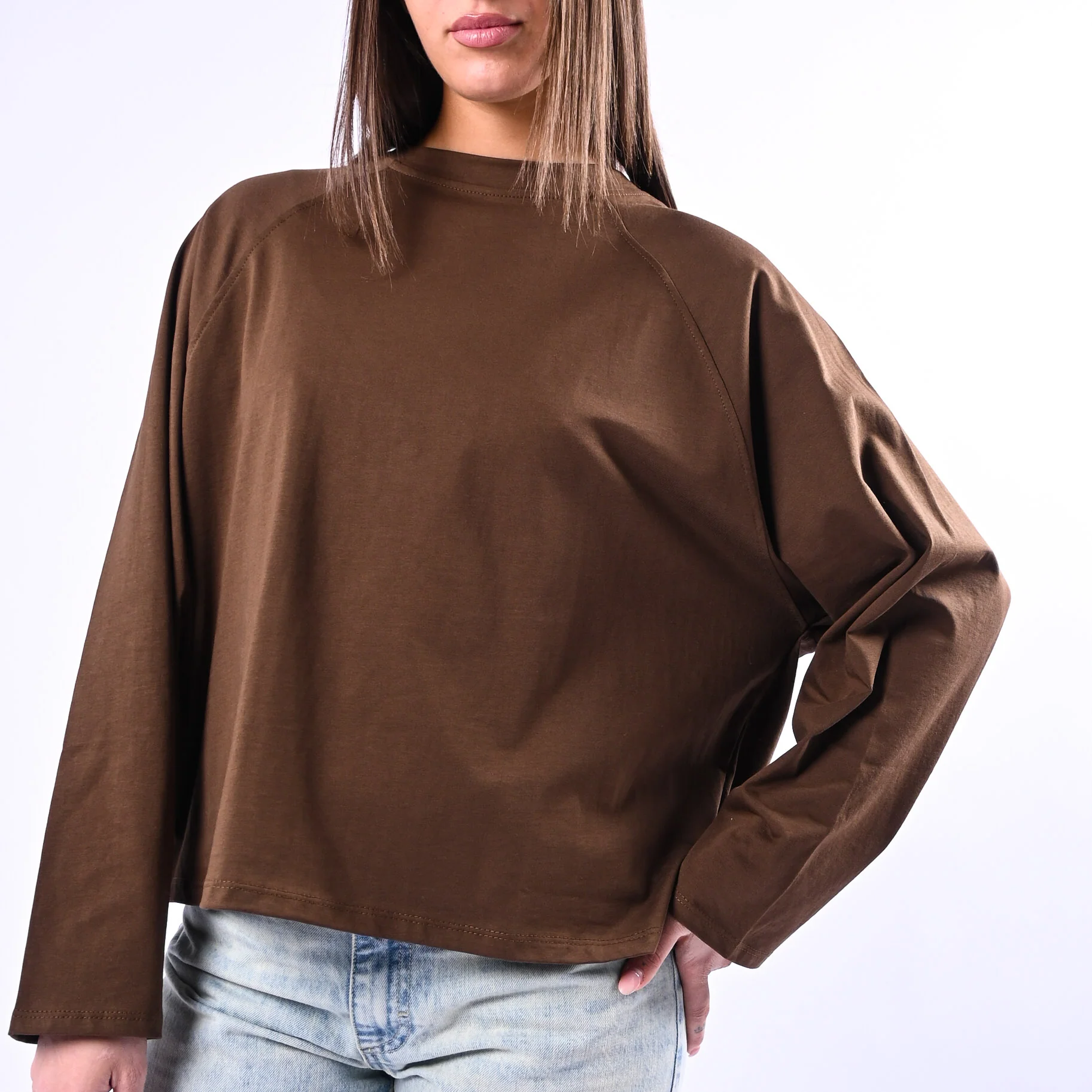 B LOVE - T-SHIRT A SCATOLA MANICA LUNGA ART.11751 - CIOCCOLATO - Image 5