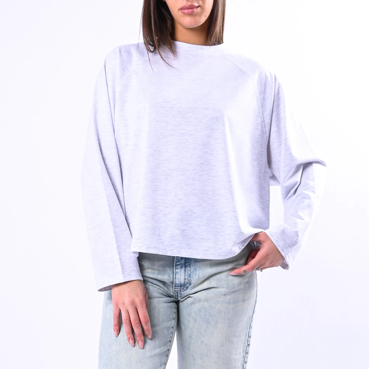 B LOVE - T-SHIRT A SCATOLA MANICA LUNGA ART.11751 - GRIGIO MELANGE