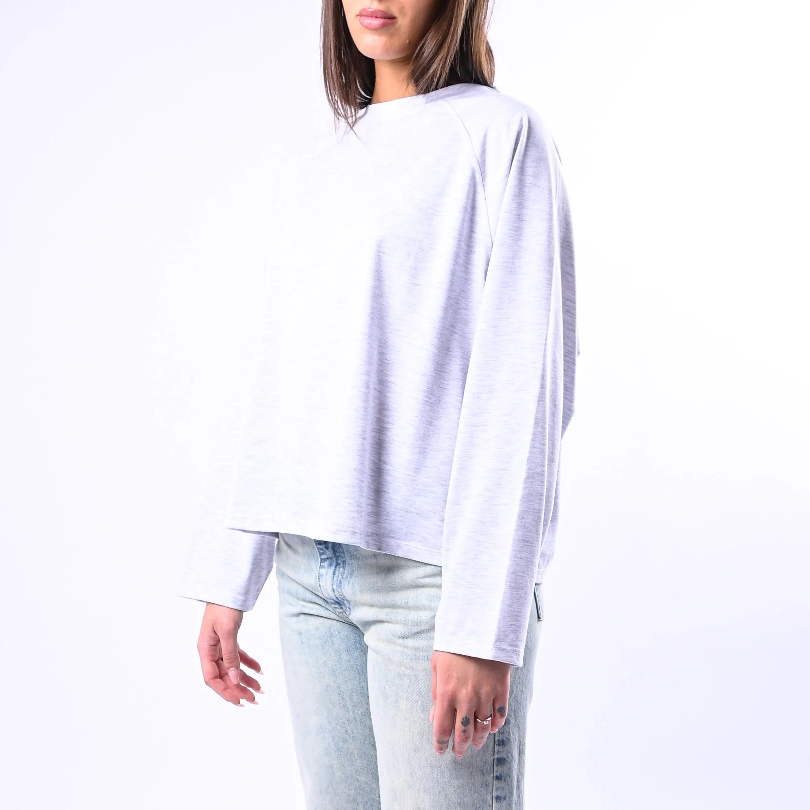 B LOVE - T-SHIRT A SCATOLA MANICA LUNGA ART.11751 - GRIGIO MELANGE - Image 3