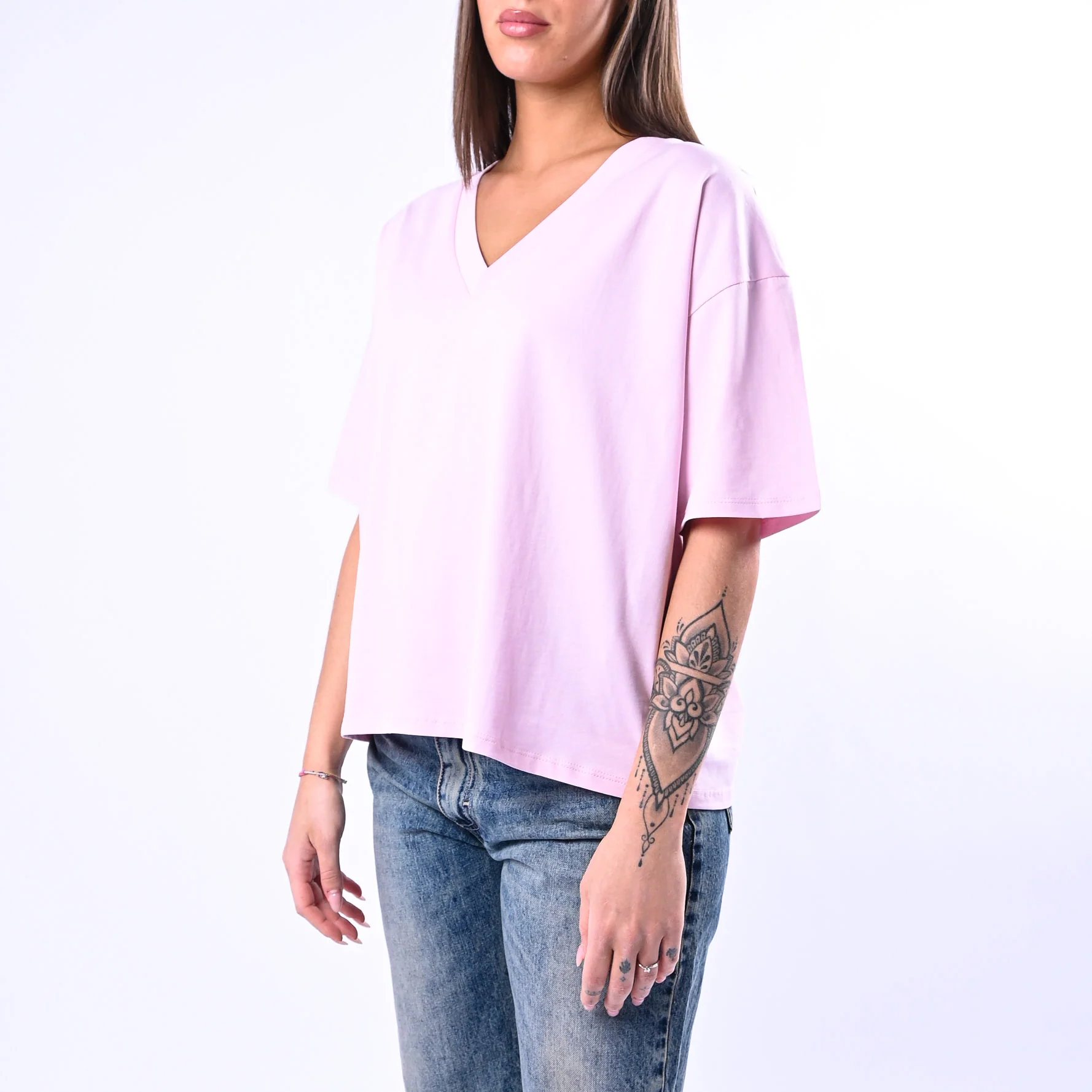 B LOVE - T-SHIRT A SCATOLA SCOLLO V ART.12001 - ROSA - Image 3