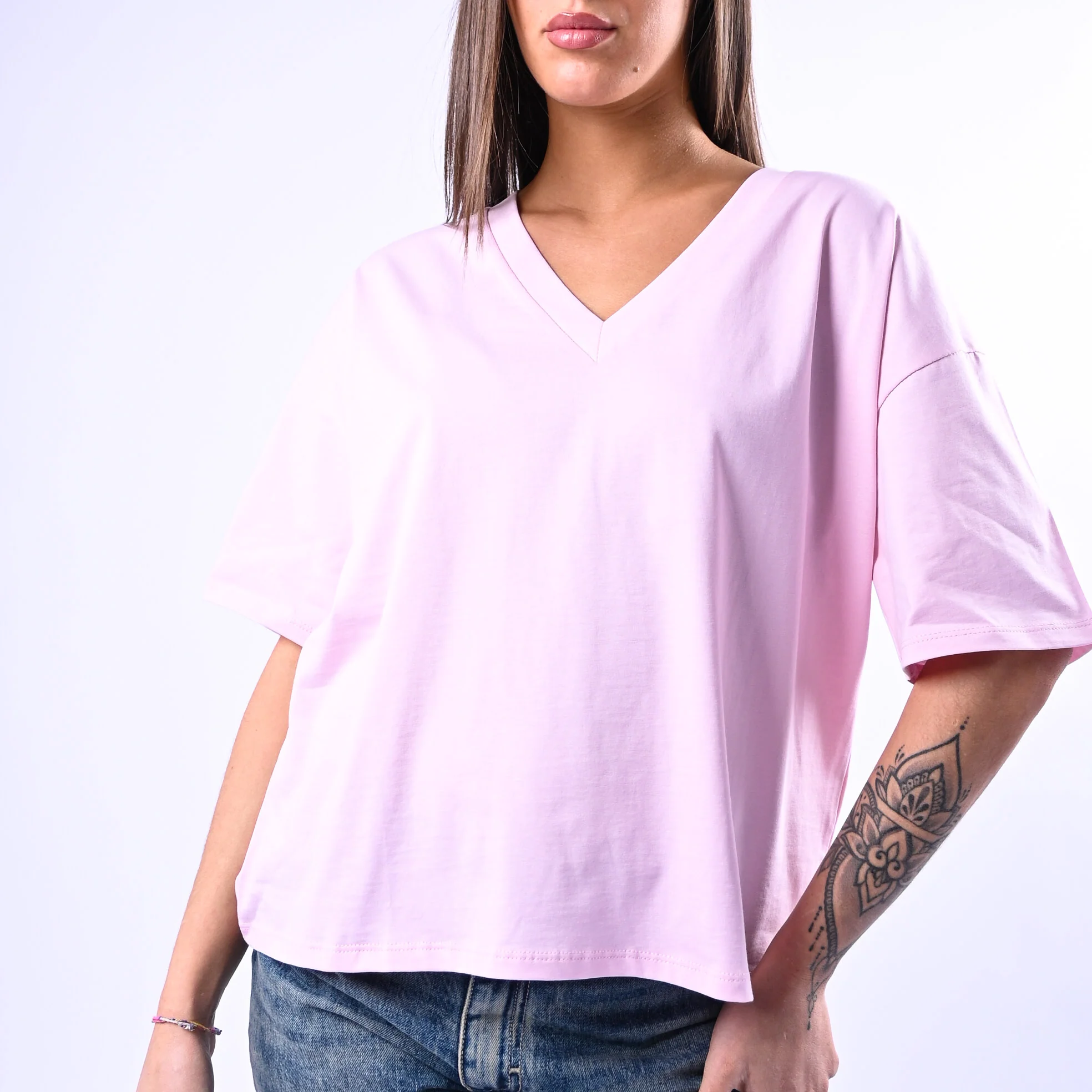 B LOVE - T-SHIRT A SCATOLA SCOLLO V ART.12001 - ROSA - Image 5
