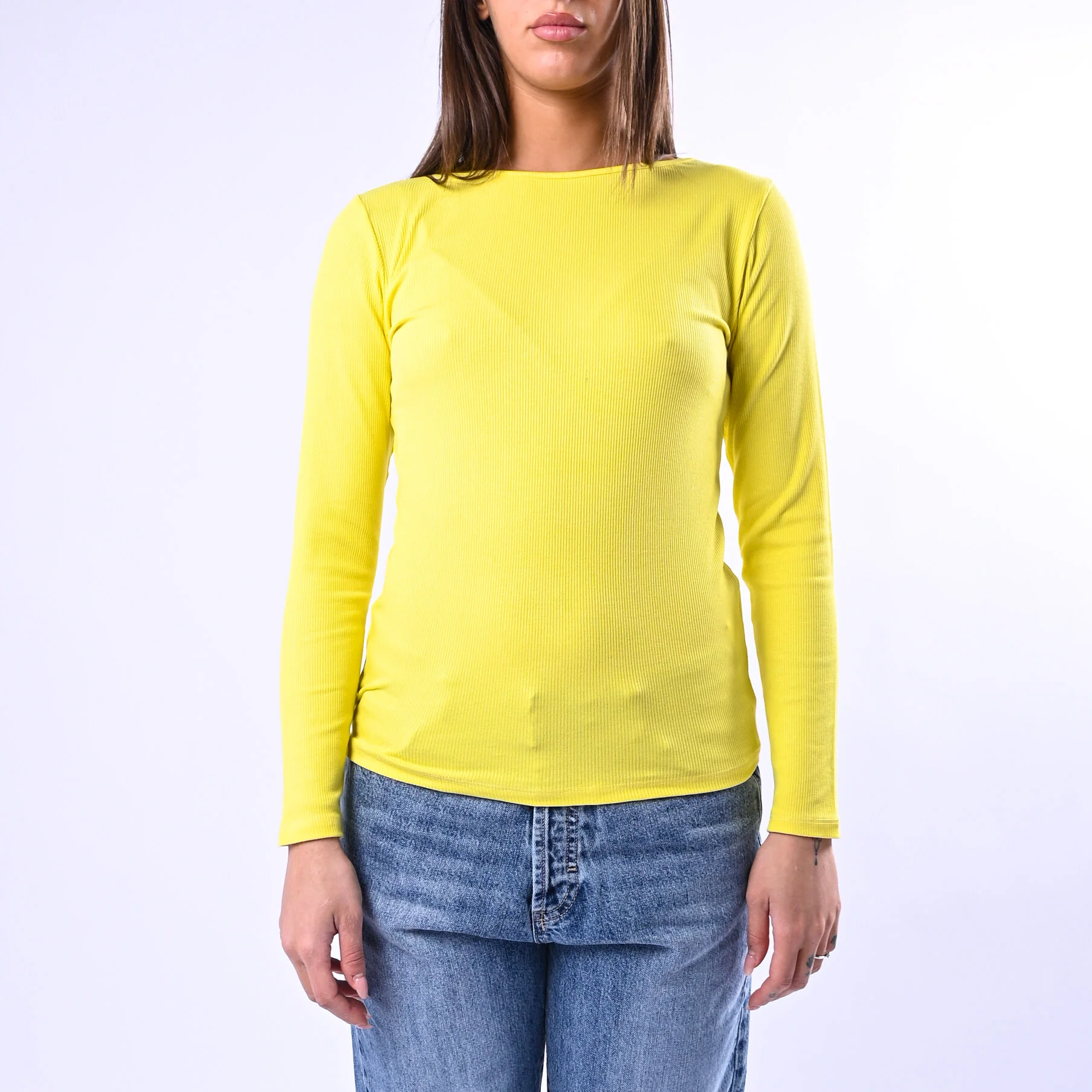 B LOVE - T-SHIRT COLLO BARCHETTA A COSTINE ART.10158 - GIALLO - Image 2