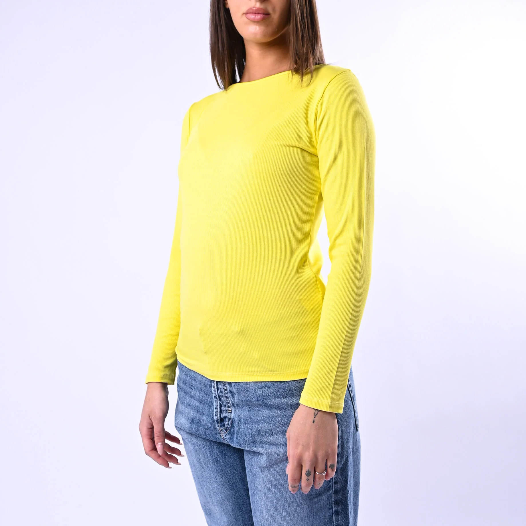 B LOVE - T-SHIRT COLLO BARCHETTA A COSTINE ART.10158 - GIALLO - Image 3
