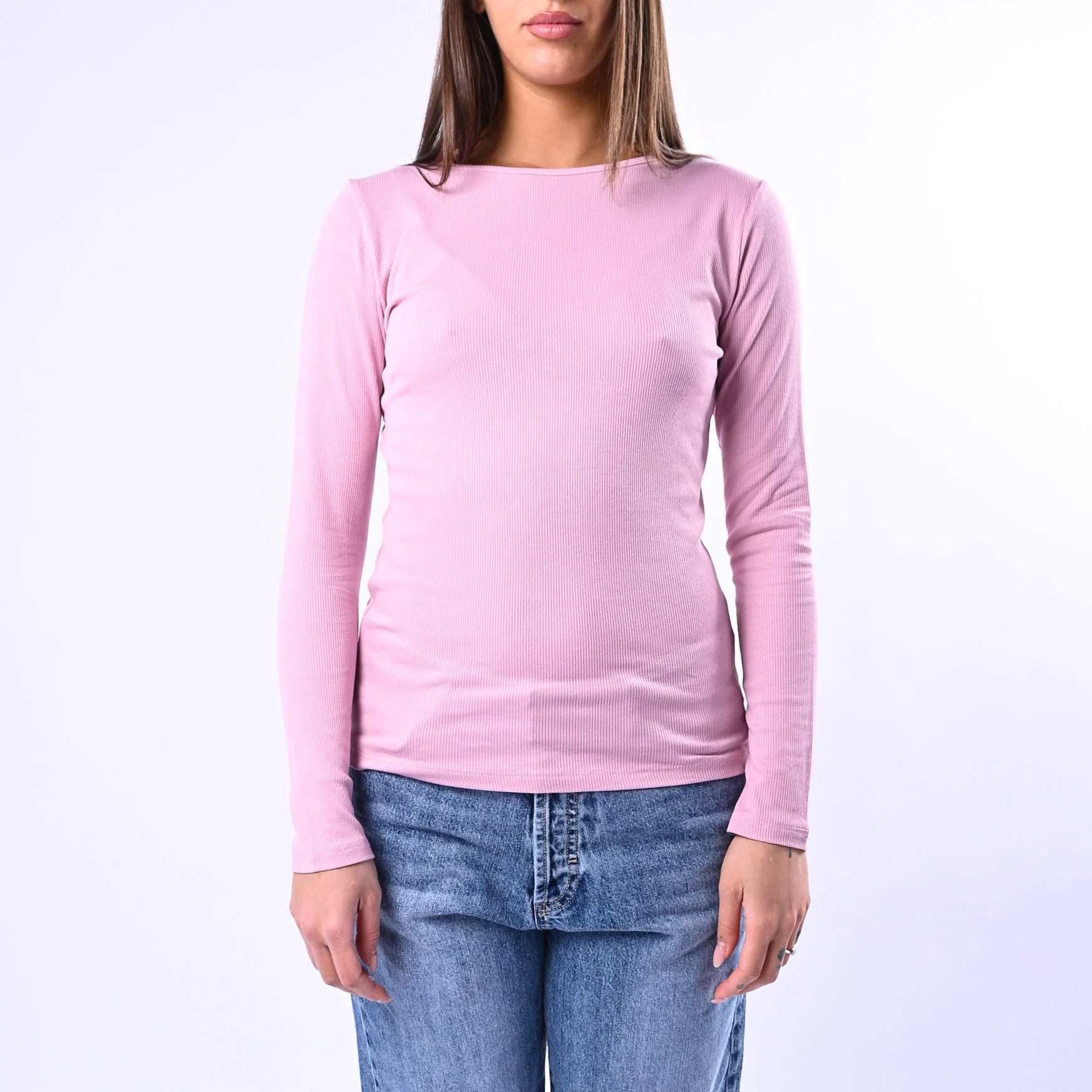 B LOVE - T-SHIRT COLLO BARCHETTA A COSTINE ART.10158 - ROSA - Image 2