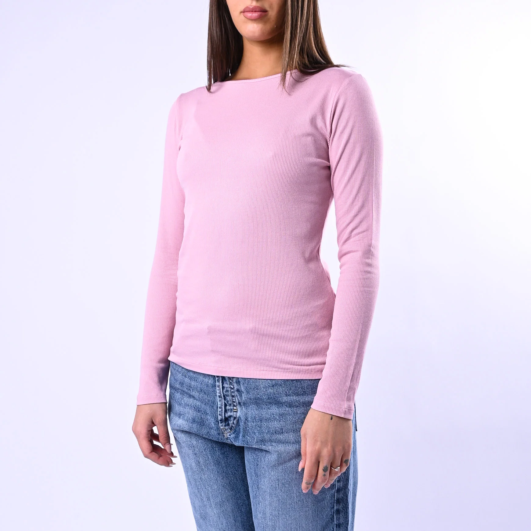 B LOVE - T-SHIRT COLLO BARCHETTA A COSTINE ART.10158 - ROSA - Image 3