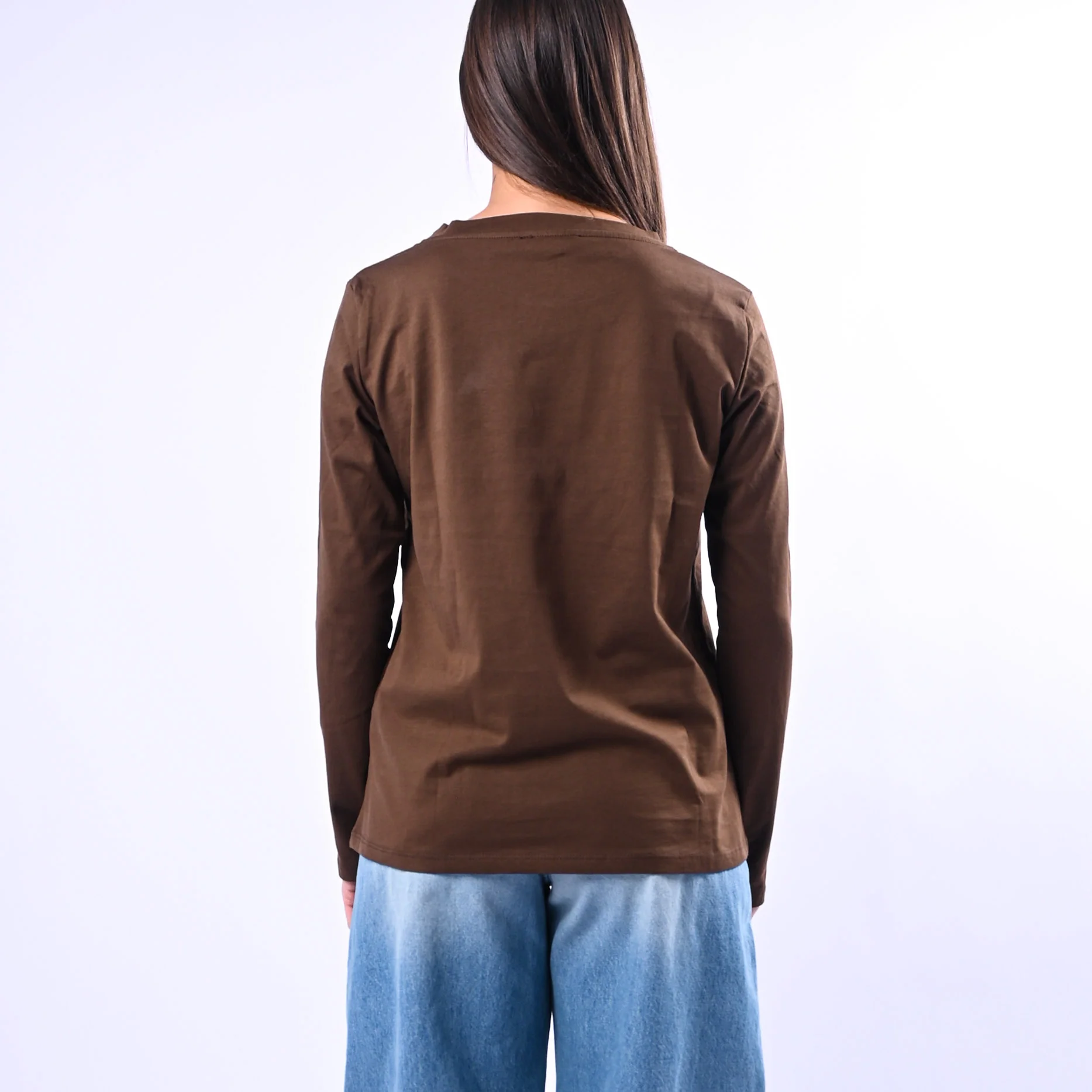 B LOVE - T-SHIRT GIROCOLLO MANICA LUNGA ART.12038 - CIOCCOLATO - Image 4