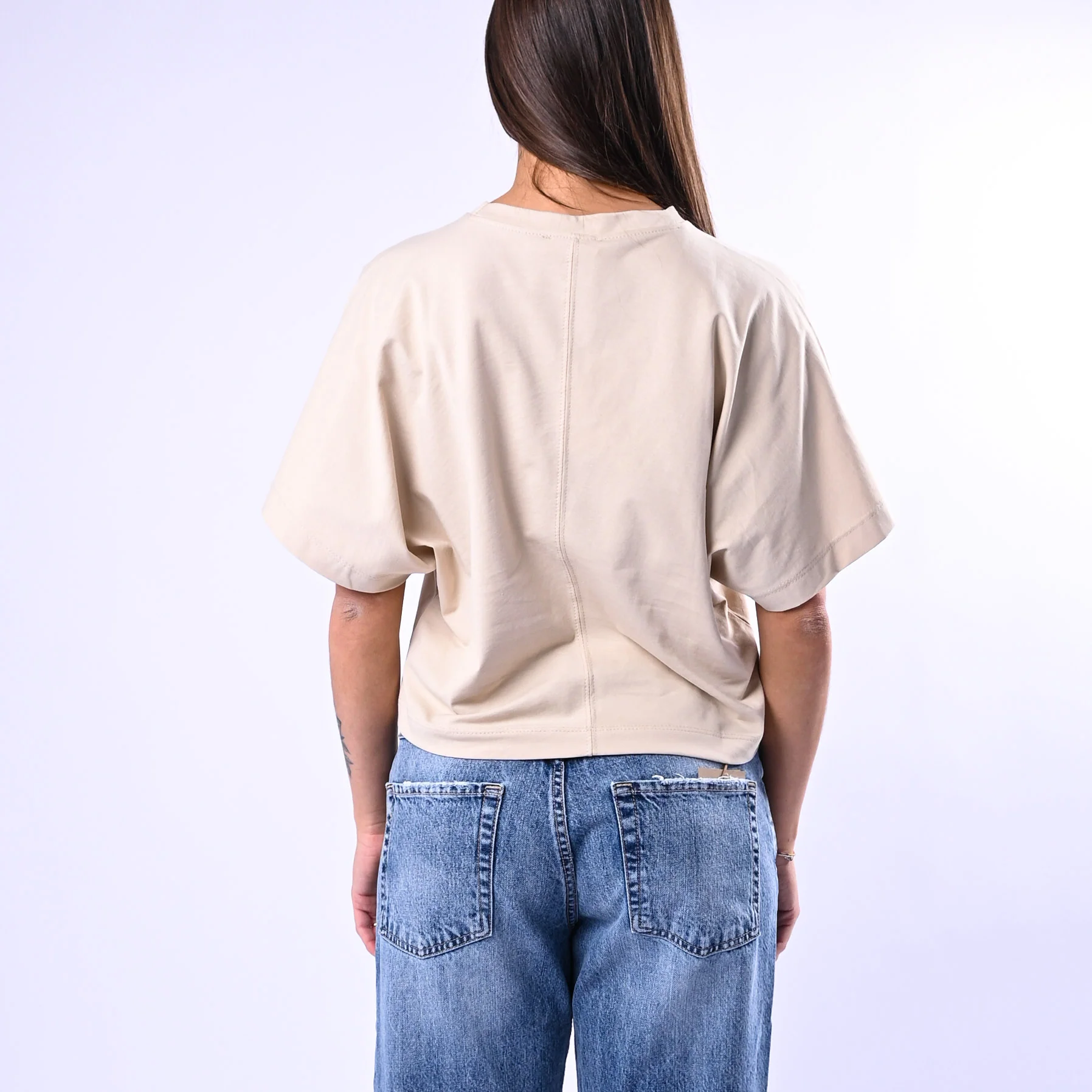 B LOVE - T-SHIRT OVER GIROCOLLO IN COTONE ART.11439 - BEIGE - Image 4