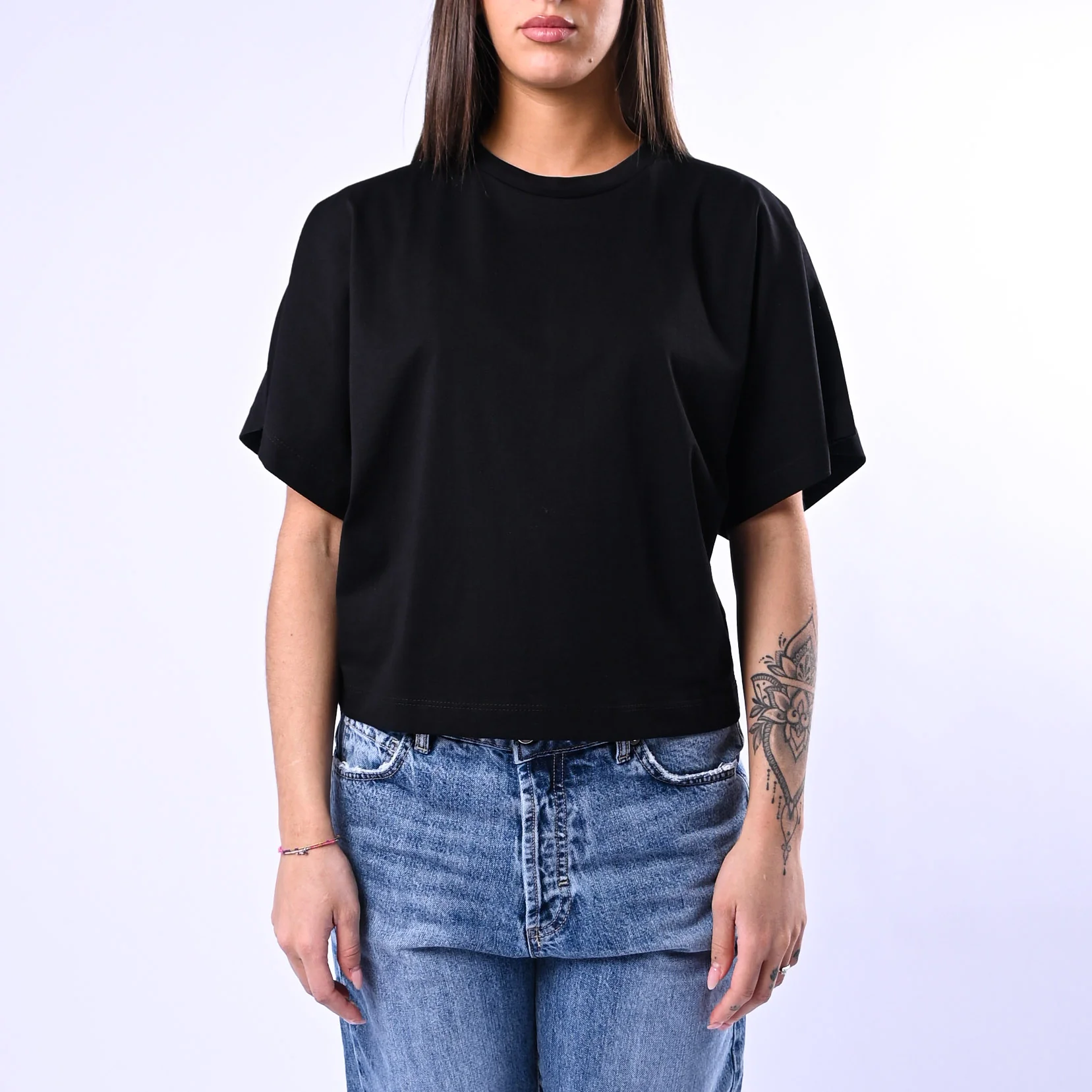 B LOVE - T-SHIRT OVER GIROCOLLO IN COTONE ART.11439 - NERO - Image 2