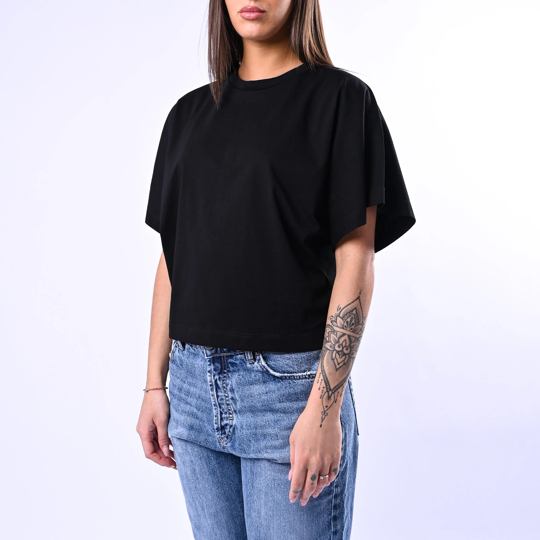 B LOVE - T-SHIRT OVER GIROCOLLO IN COTONE ART.11439 - NERO - Image 3