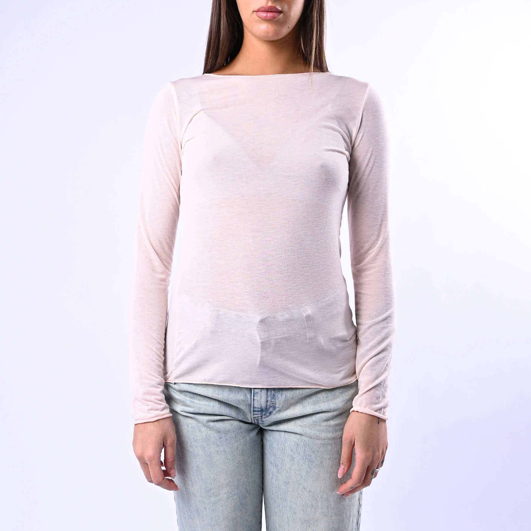 B LOVE - T-SHIRT SCOLLO BARCHETTA MISTO SETA ART.10987/PE - ROSA - Image 2