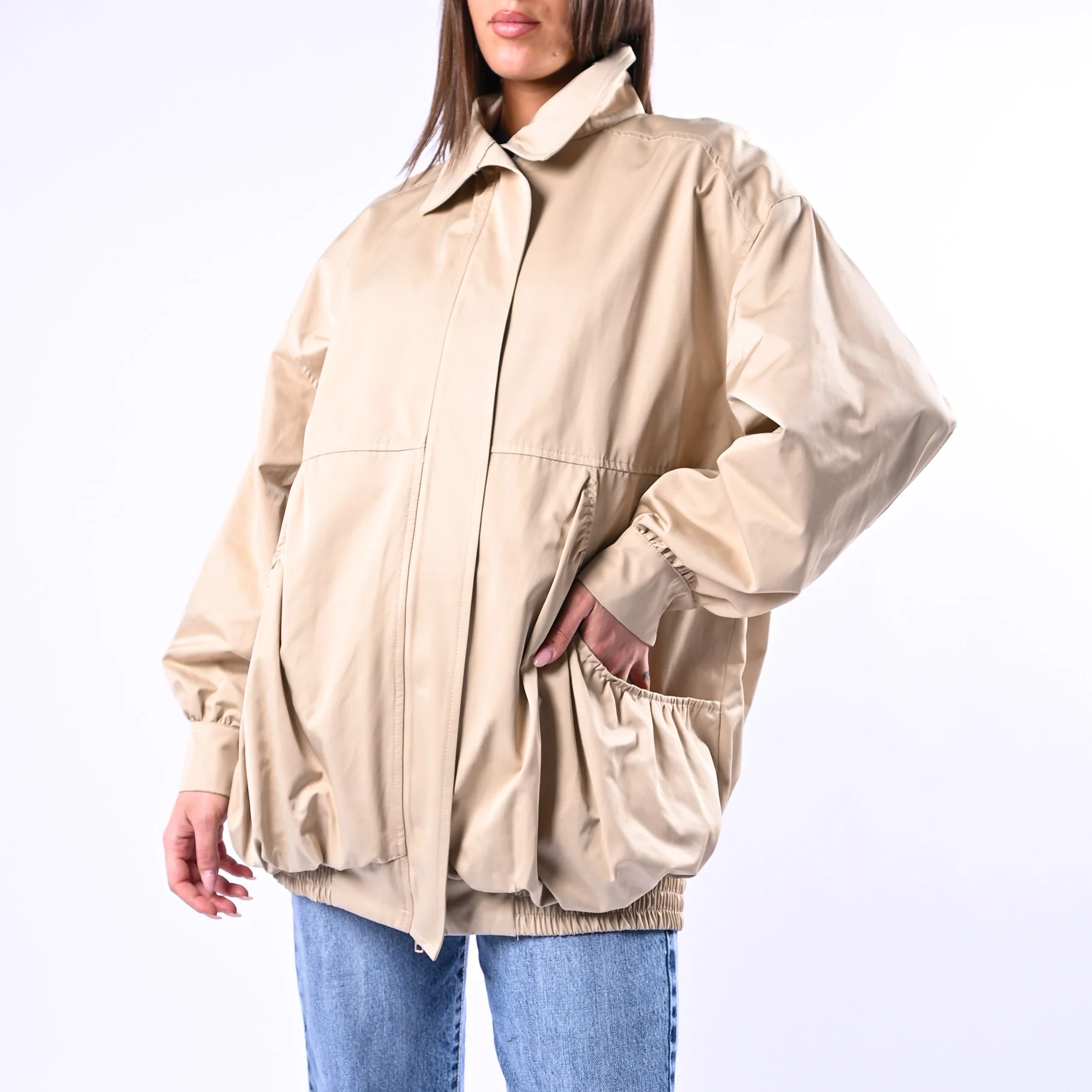 GOLD - BOMBER OVER CON TASCHE A PALLONCINO ART.39069/4705 - BEIGE - Image 5