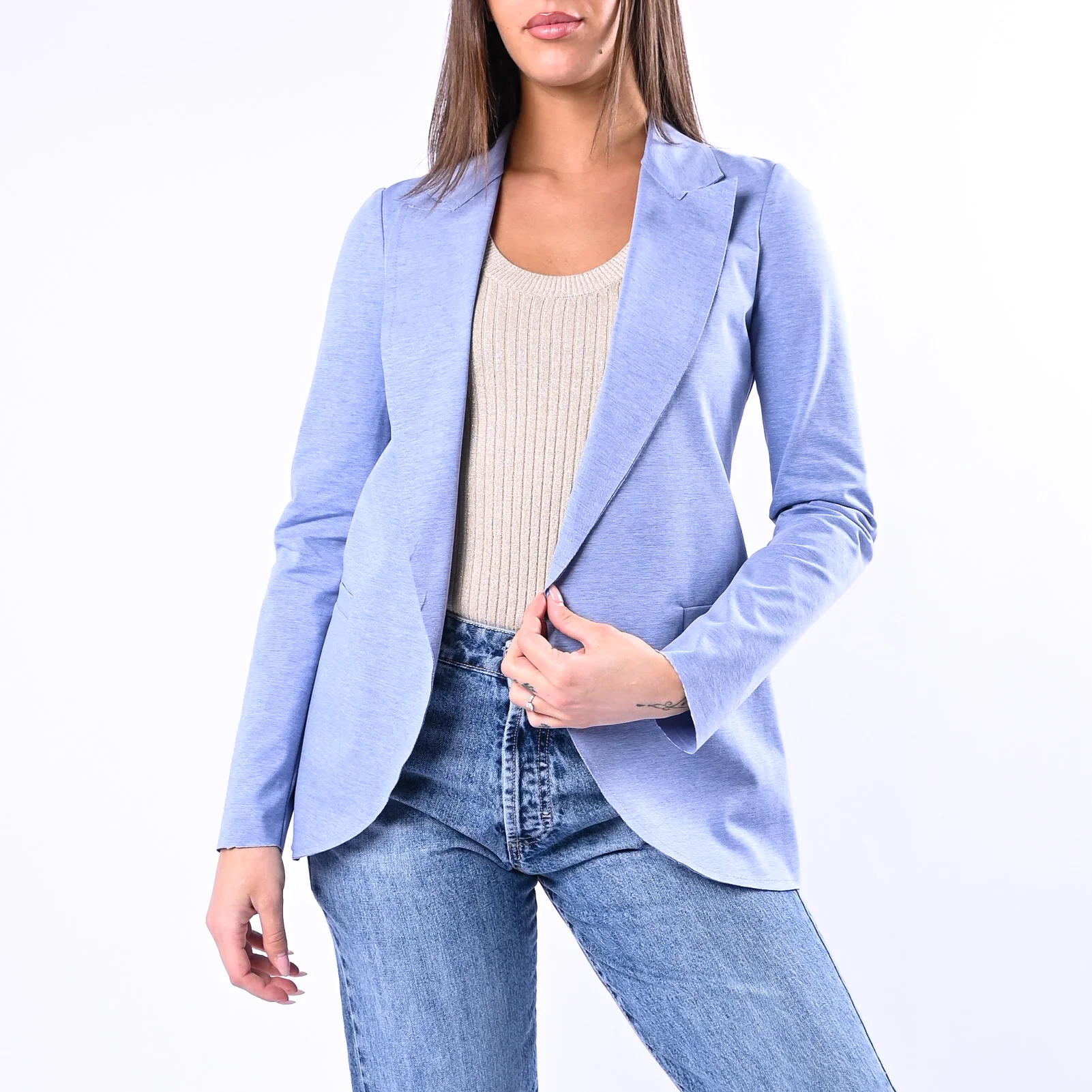 GOLD - GIACCA EASY TAGLIO VIVO PUNTO MILANO ART.374783923 - DENIM