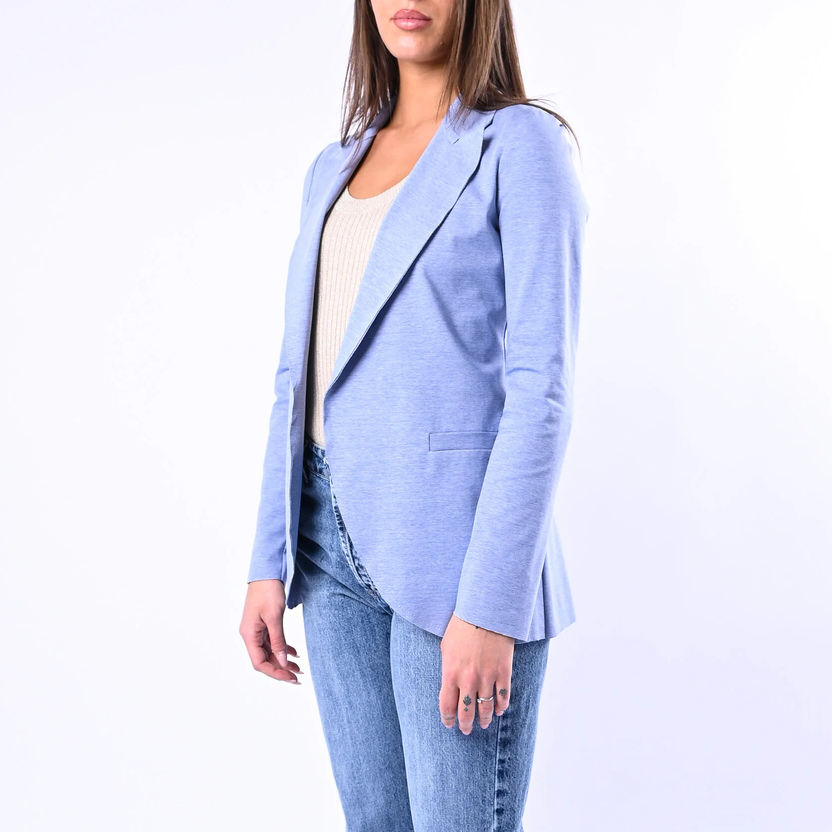 GOLD - GIACCA EASY TAGLIO VIVO PUNTO MILANO ART.374783923 - DENIM - Image 3