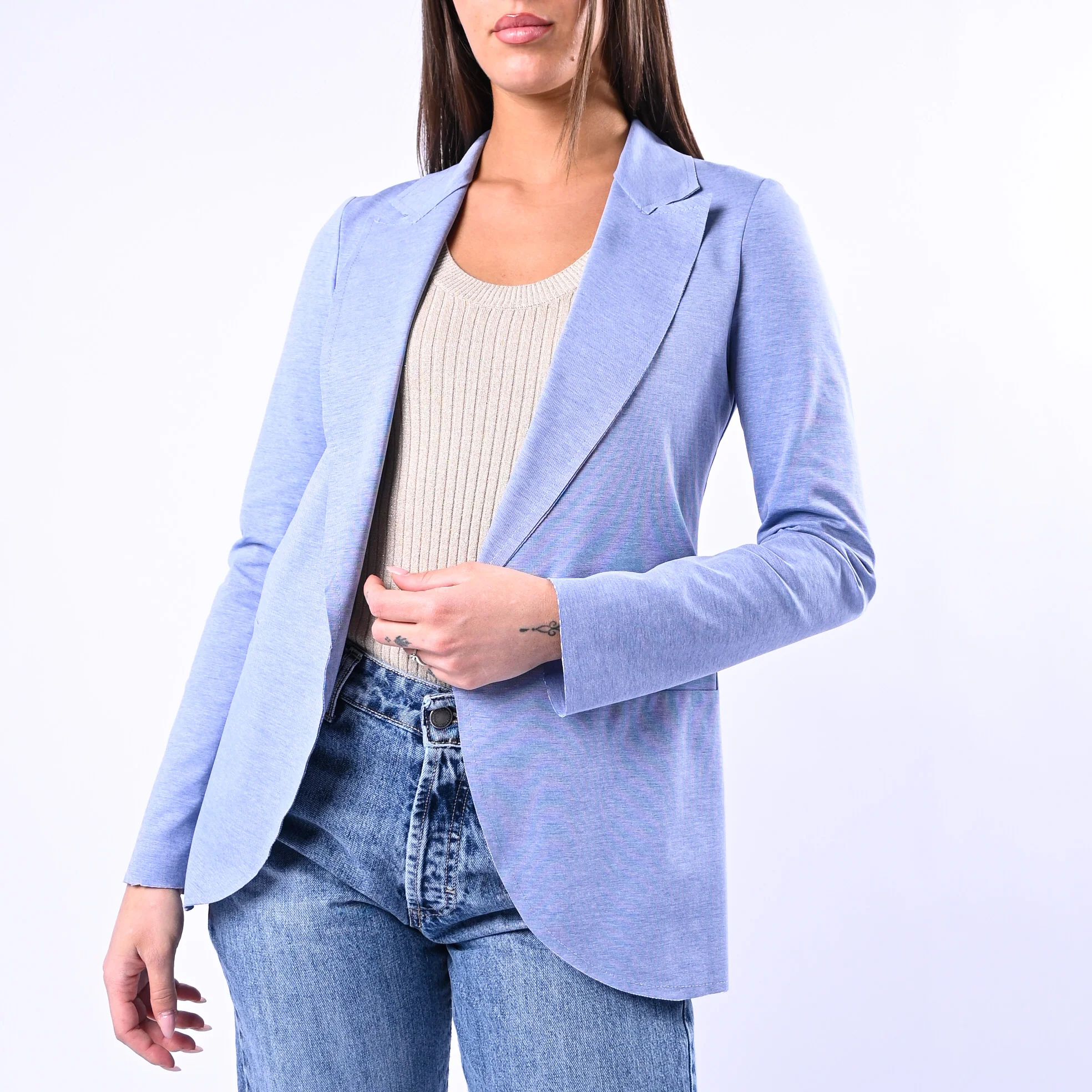 GOLD - GIACCA EASY TAGLIO VIVO PUNTO MILANO ART.374783923 - DENIM - Image 5