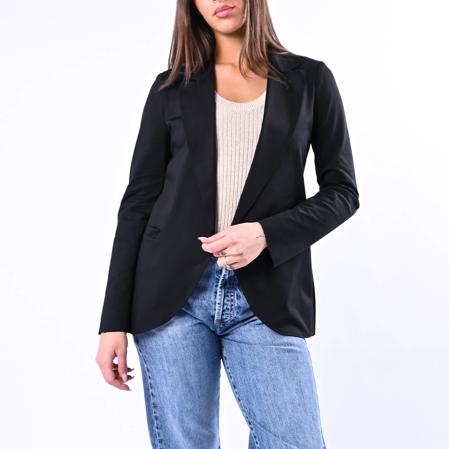 GOLD - GIACCA EASY TAGLIO VIVO PUNTO MILANO ART.374783923 - NERO