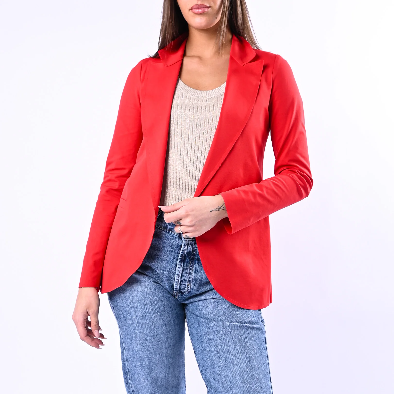 GOLD - GIACCA EASY TAGLIO VIVO PUNTO MILANO ART.374783923 - ROSSO