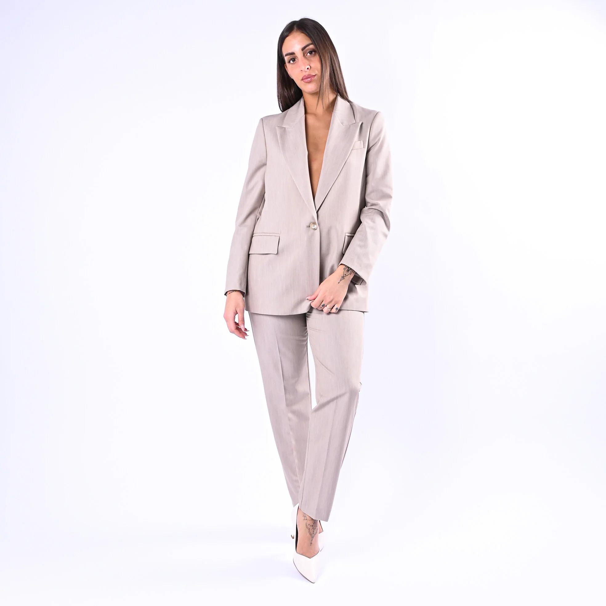 GOLD - GIACCA OVER POLIVOSCOSA MELANGE ART.37228/4701 - BEIGE