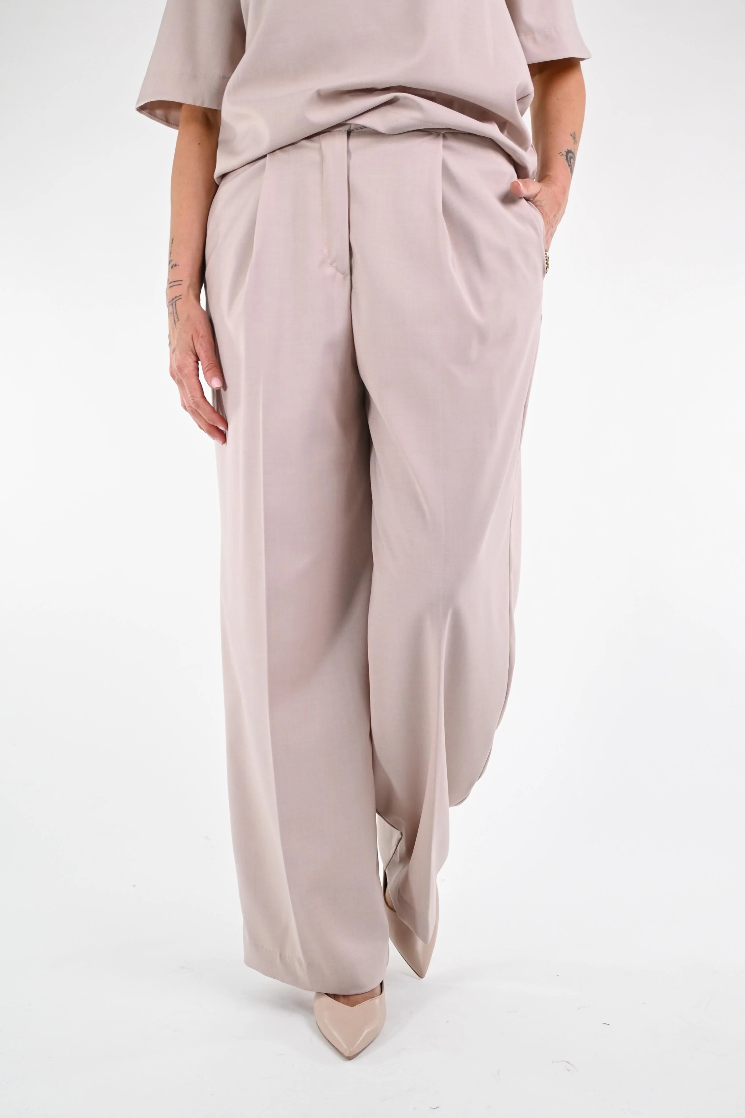GOLD - PANTALONE PALAZZO IN POLIVISCOSA ART.17740/4557 - BEIGE - Image 2
