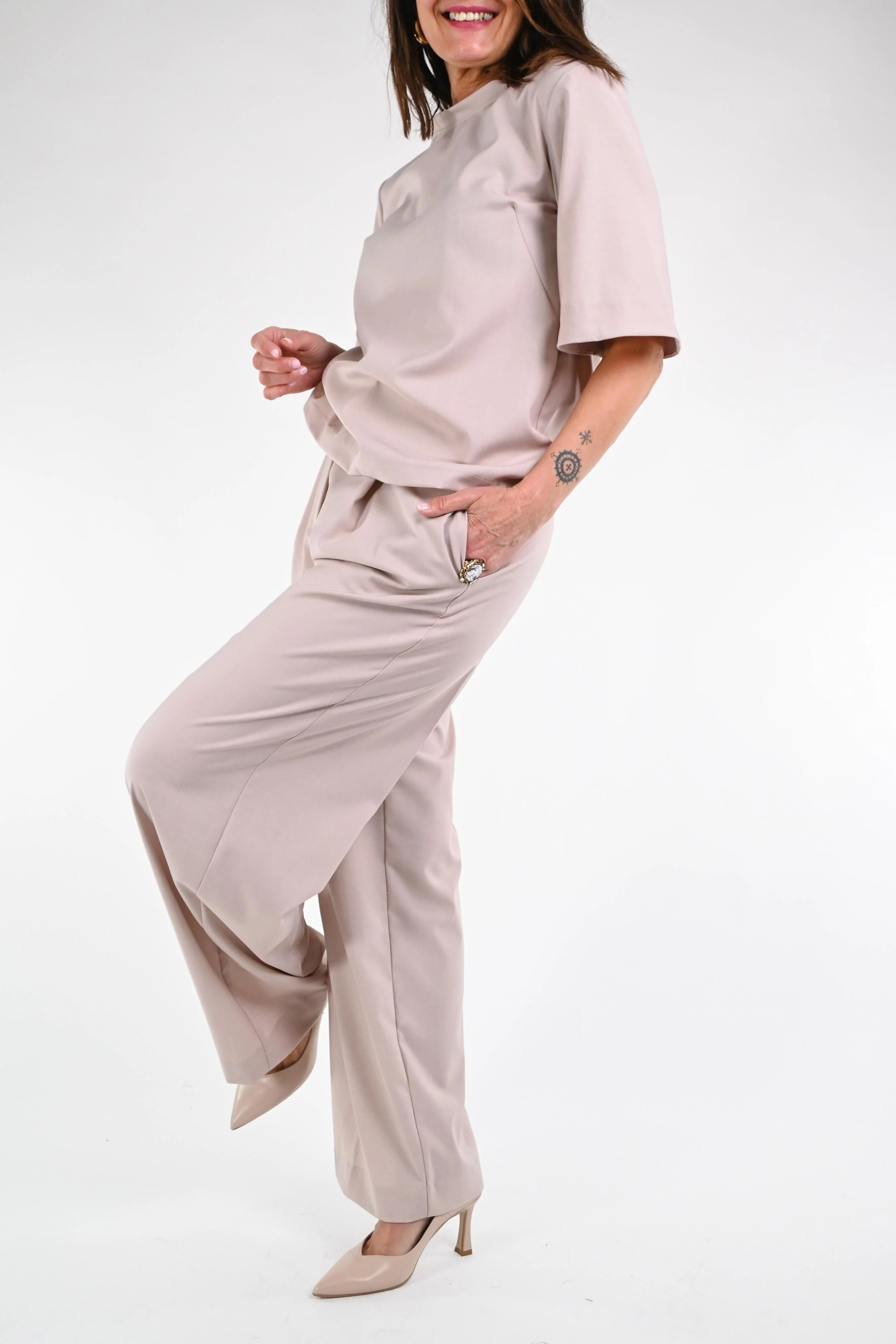 GOLD - PANTALONE PALAZZO IN POLIVISCOSA ART.17740/4557 - BEIGE - Image 6