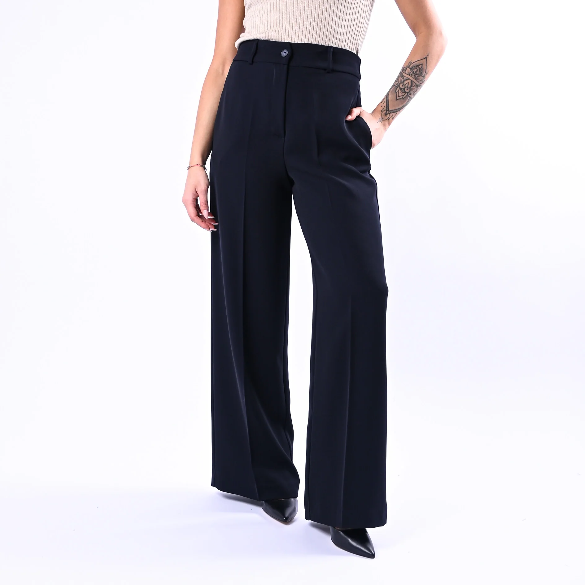 GOLD - PANTALONE PALAZZO EASY FLUIDO ART.17312/4724 - BLU
