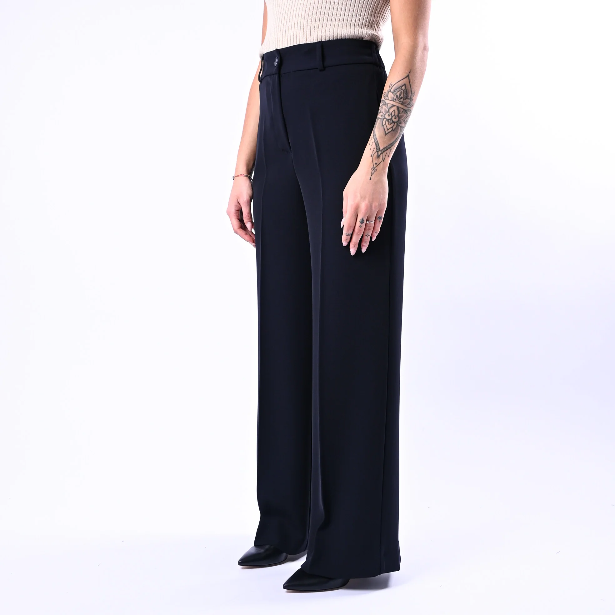 GOLD - PANTALONE PALAZZO EASY FLUIDO ART.17312/4724 - BLU - Image 3