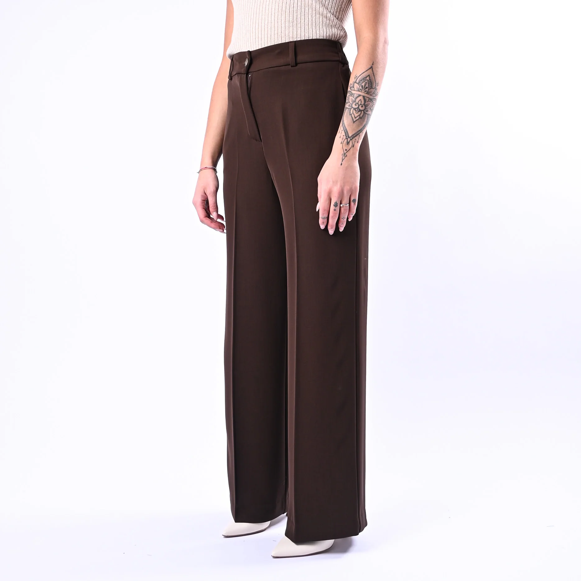 GOLD - PANTALONE PALAZZO EASY FLUIDO ART.17312/4724 - MORO - Image 3