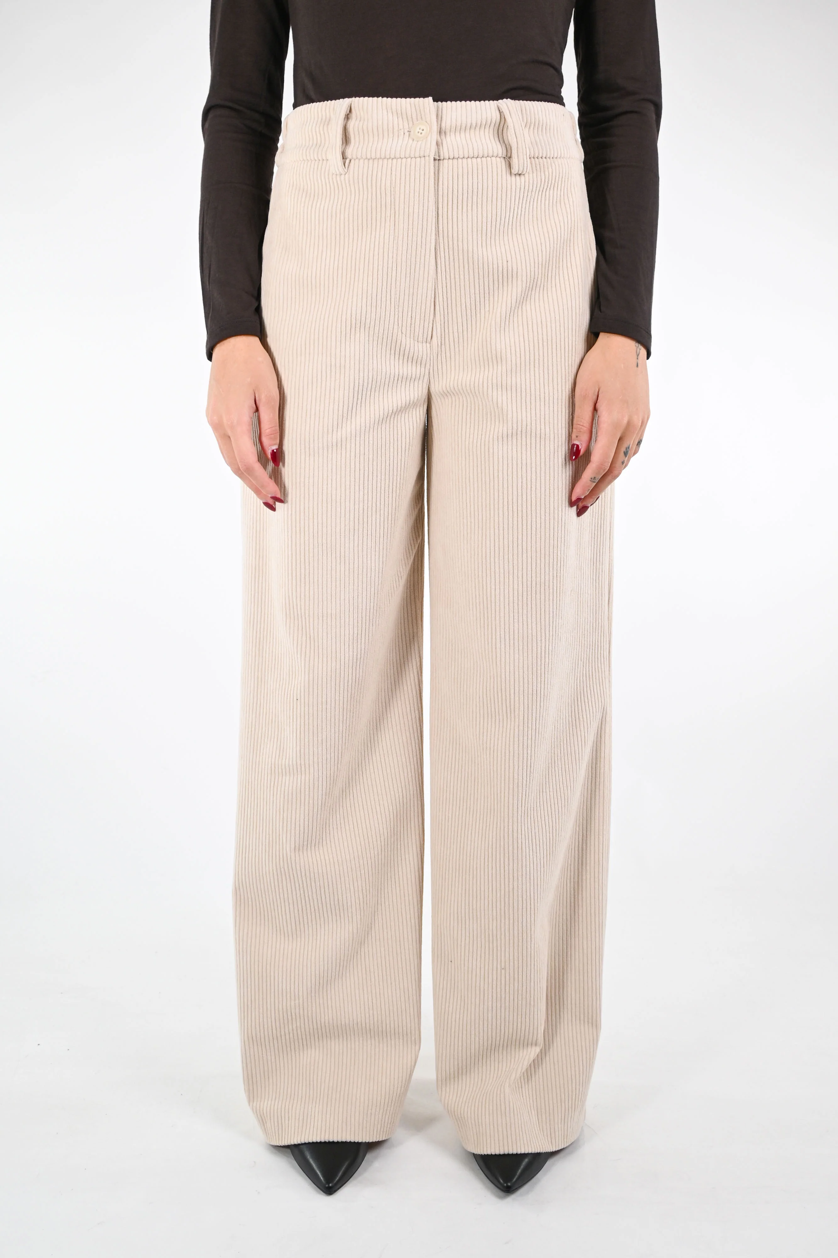GOLD - PANTALONE PALAZZO EASY VELLUTO ART.17312/4497 - PANNA - Image 2
